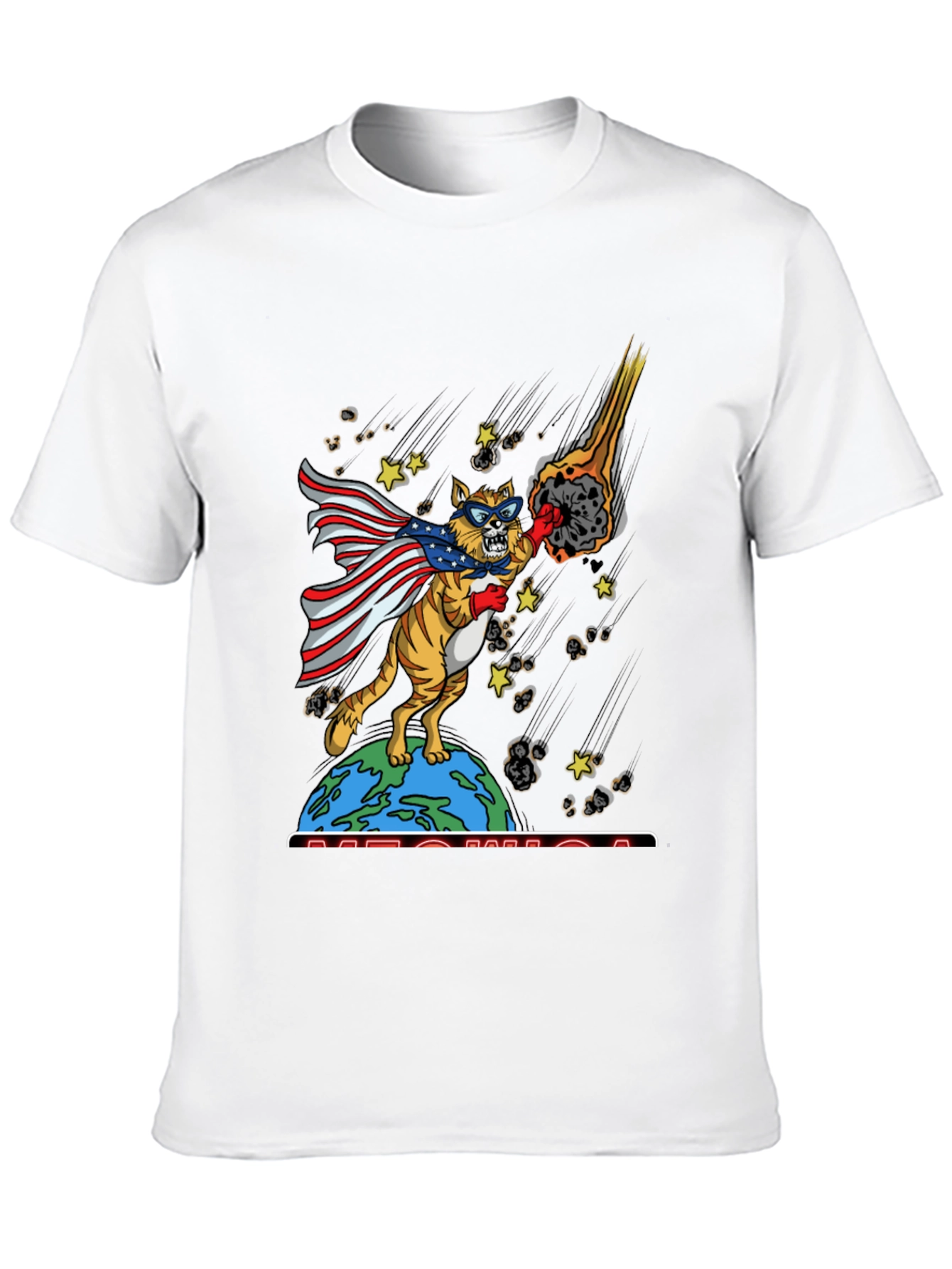 Patriotic Superhero Cat Graphic T-Shirt