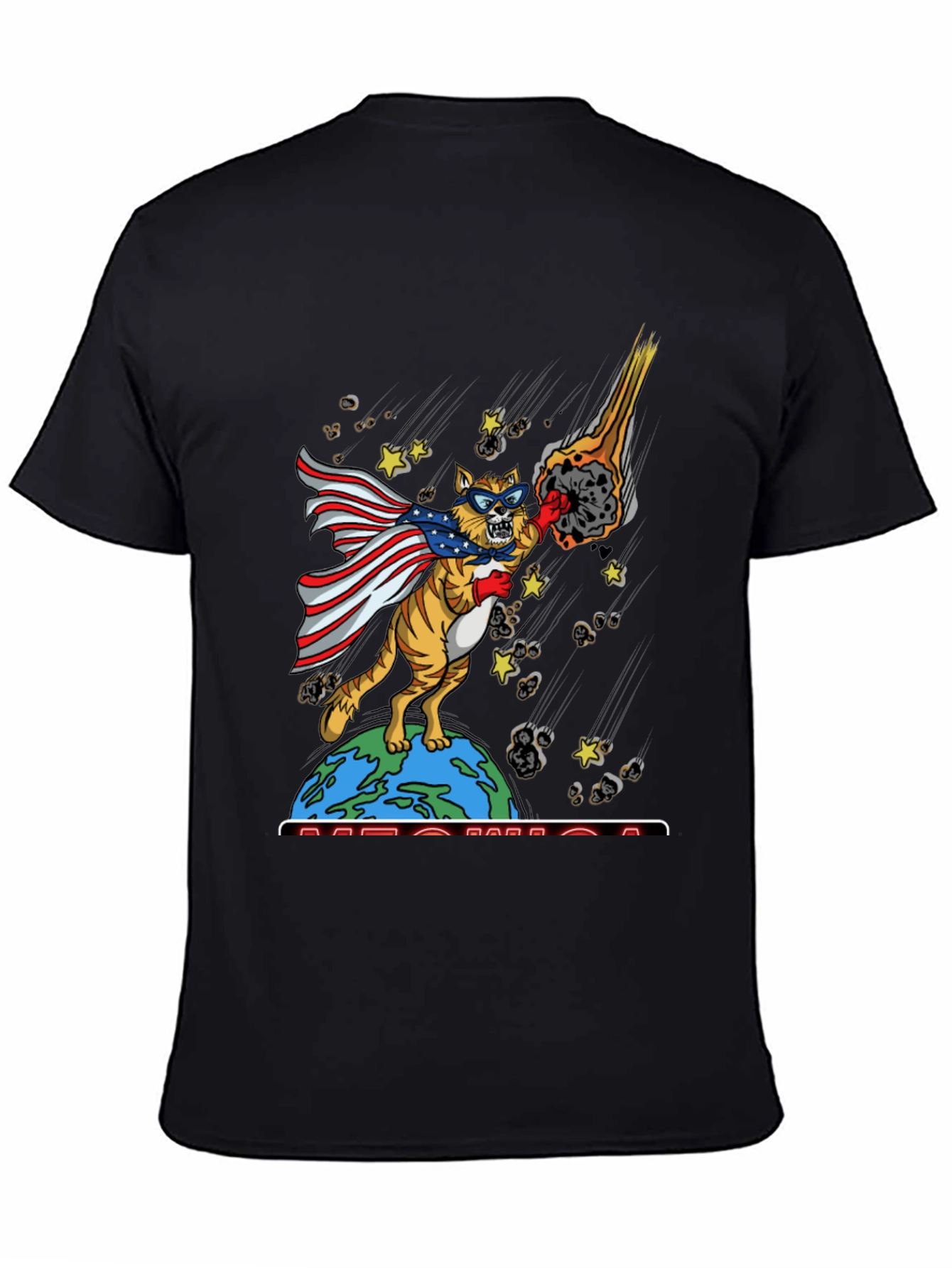 Patriotic Superhero Cat Graphic T-Shirt