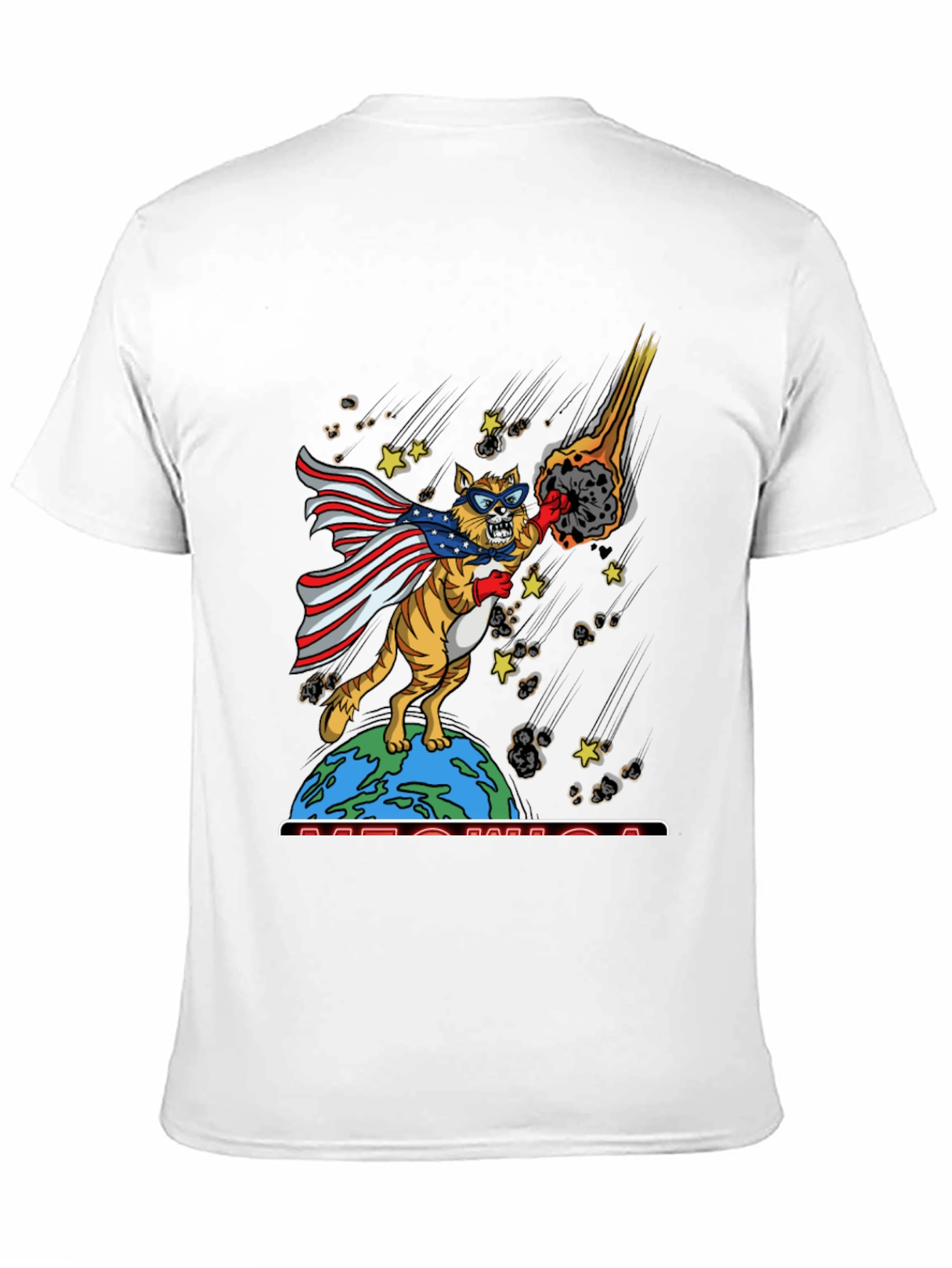 Patriotic Superhero Cat Graphic T-Shirt