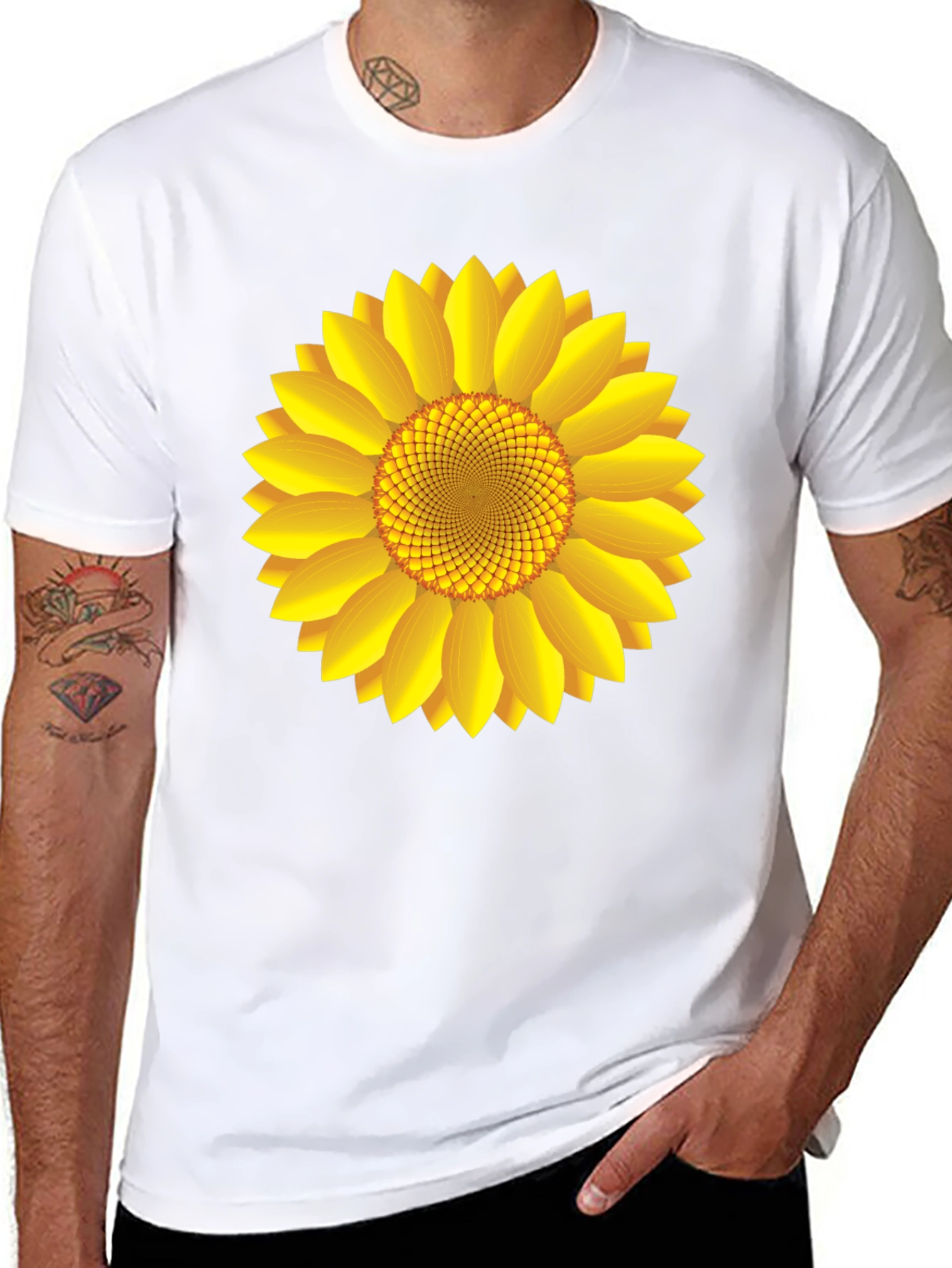 Sunflower Graphic Print Black T-Shirt