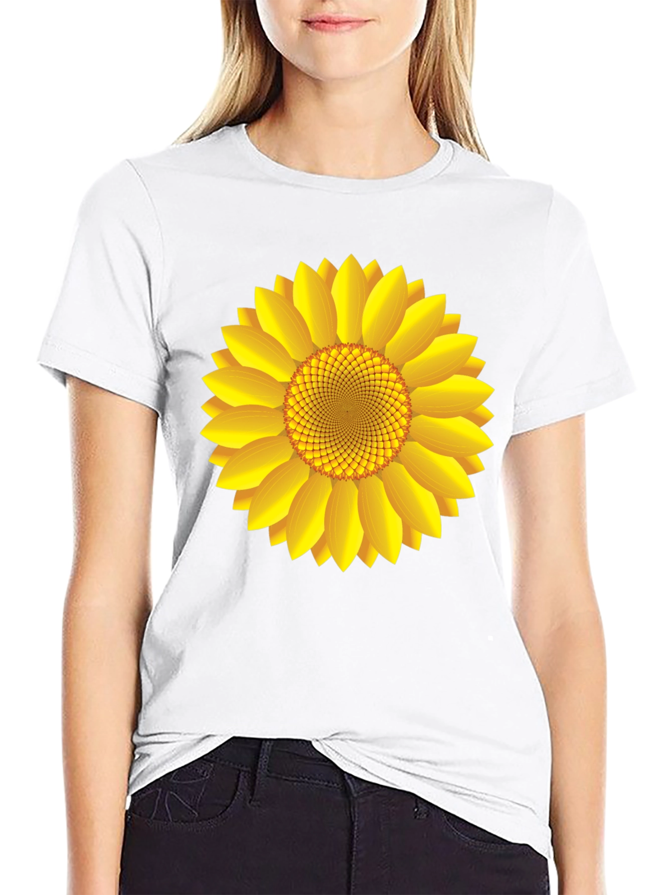 Sunflower Graphic Print Black T-Shirt