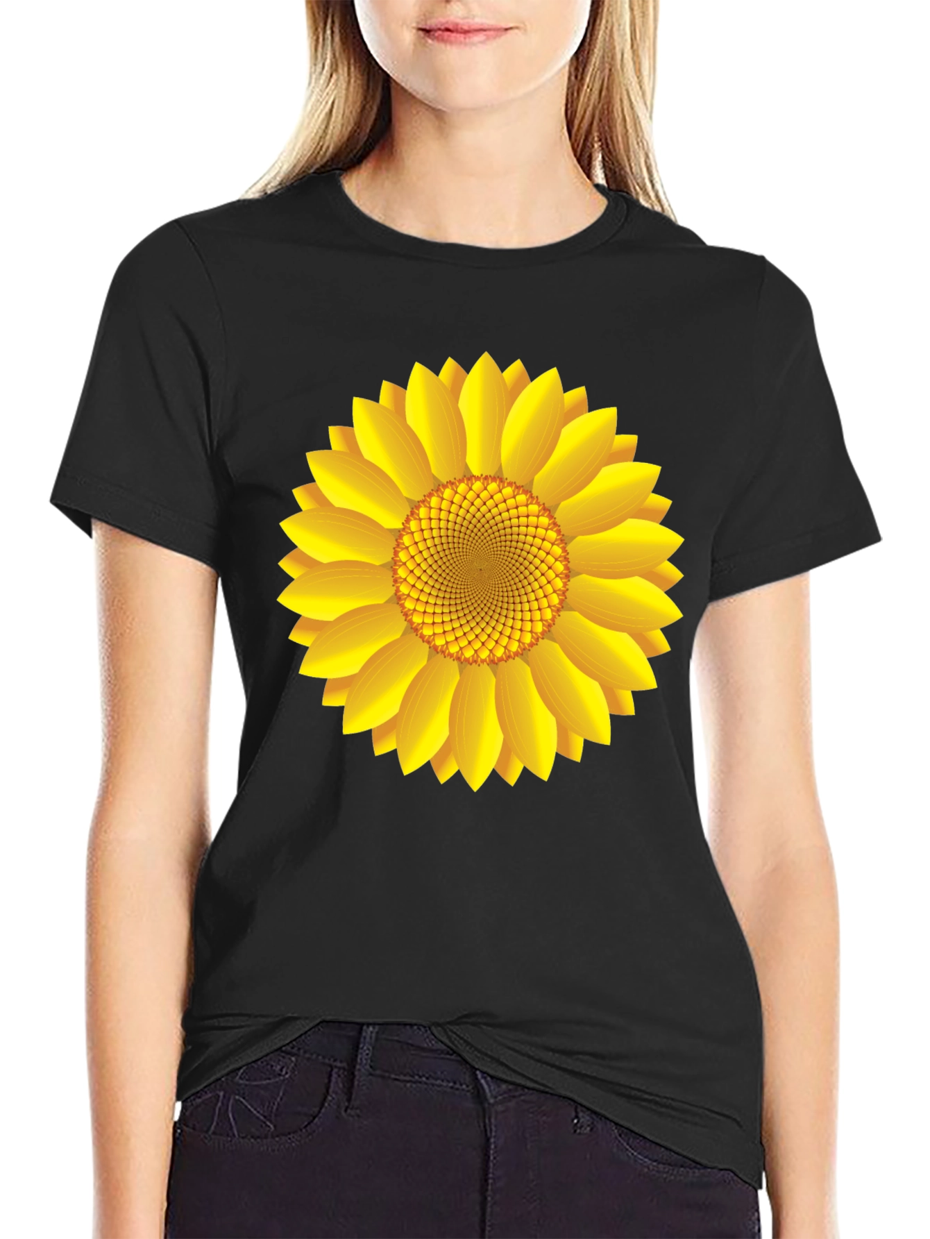 Sunflower Graphic Print Black T-Shirt