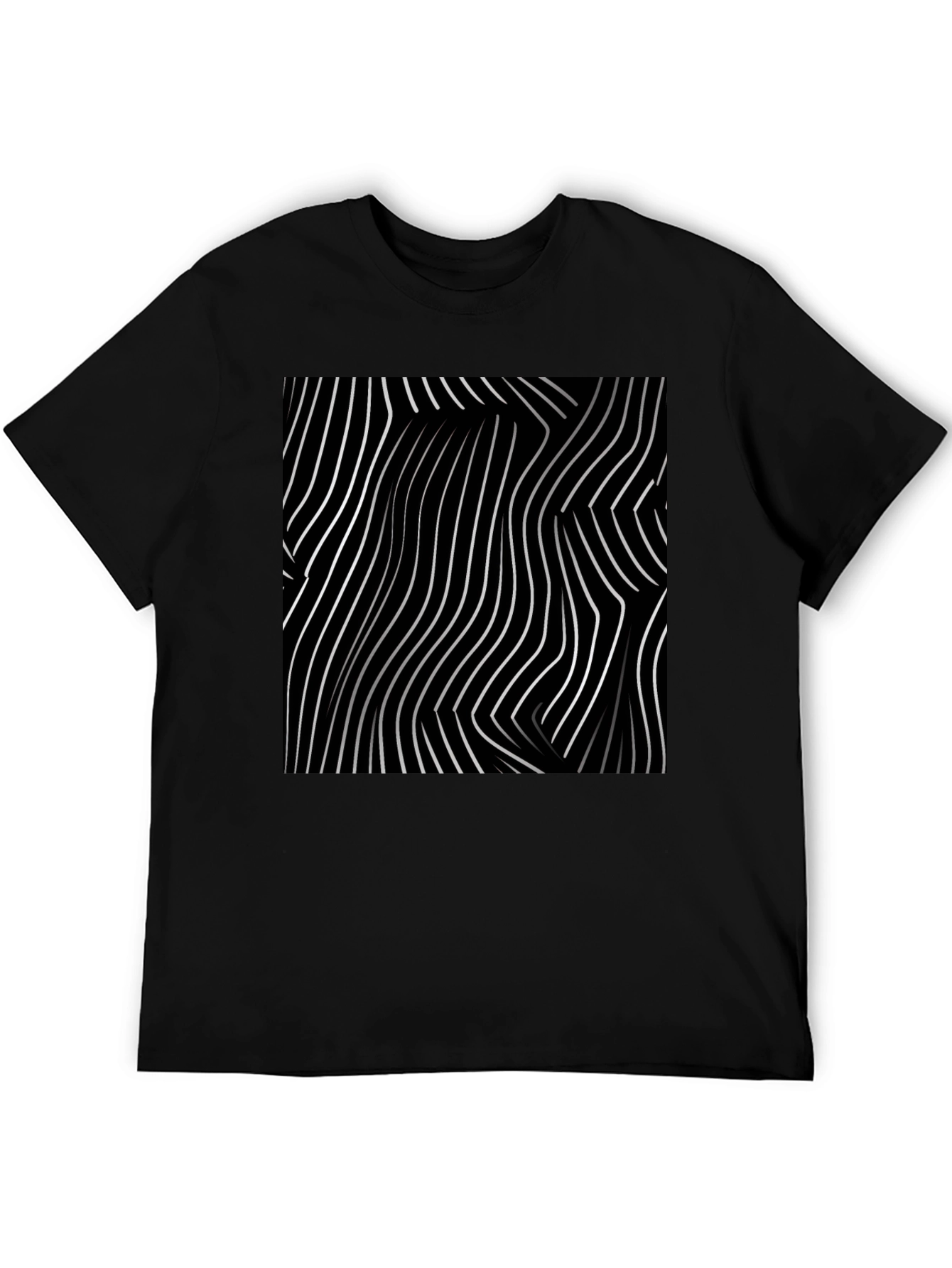 Abstract Lines Graphic Tee - Black