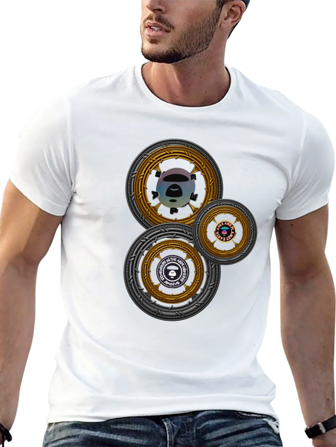 Circular Graphic Print Black T-Shirt