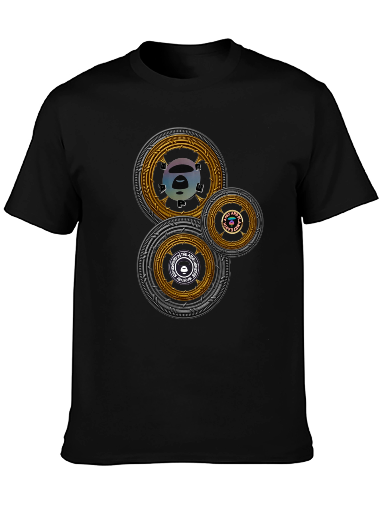Circular Graphic Print Black T-Shirt