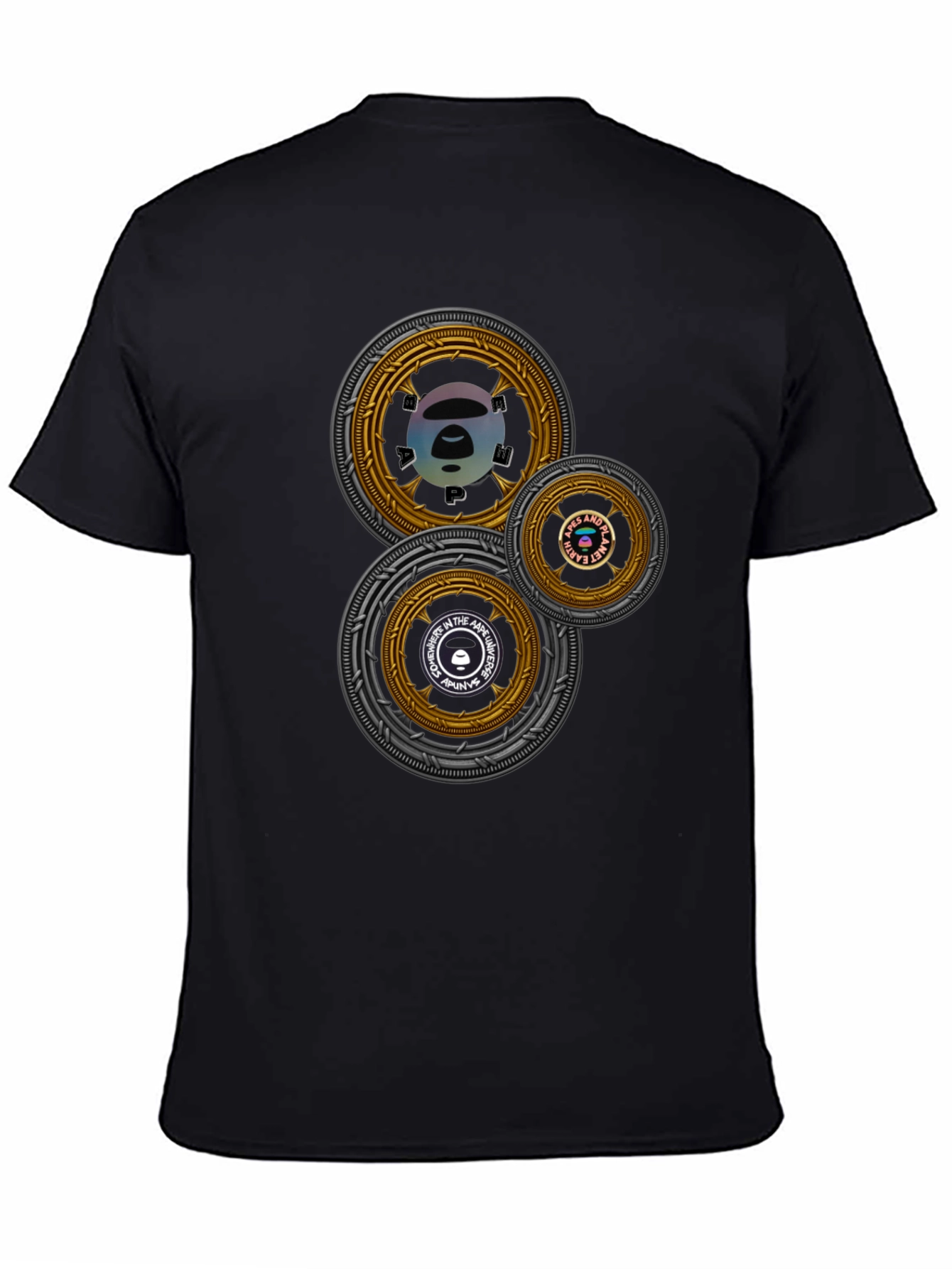 Circular Graphic Print Black T-Shirt
