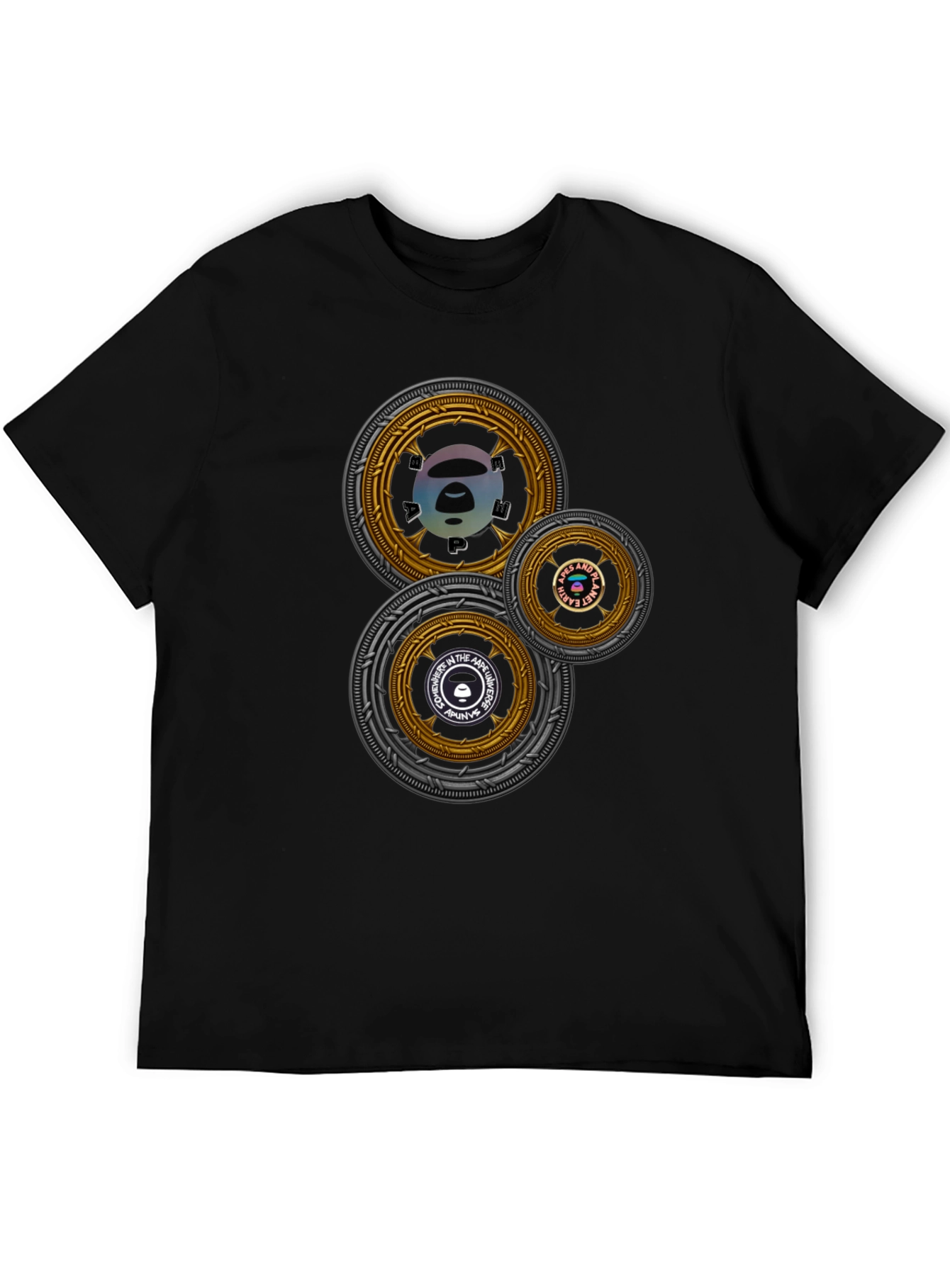 Circular Graphic Print Black T-Shirt