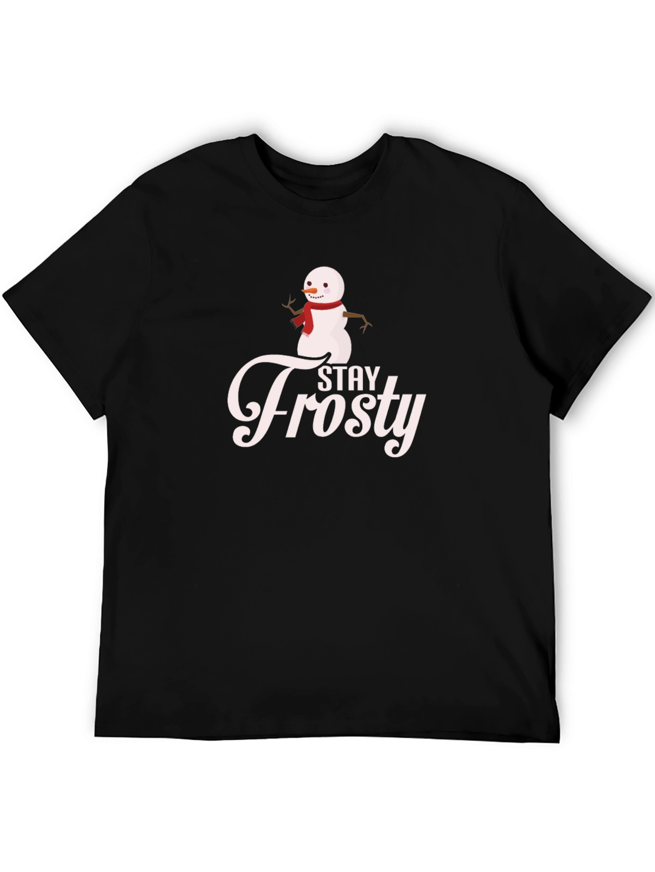 Stay Frosty Snowman Graphic Tee - Black Casual T-Shirt