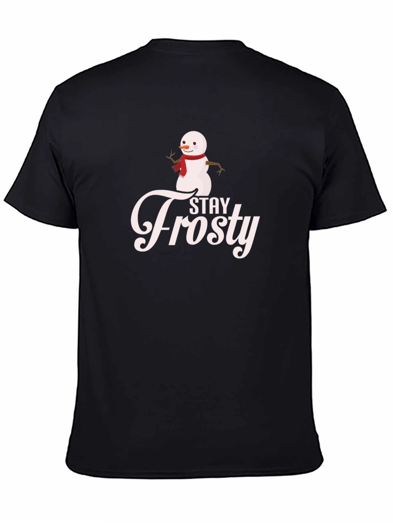 Stay Frosty Snowman Graphic Tee - Black Casual T-Shirt