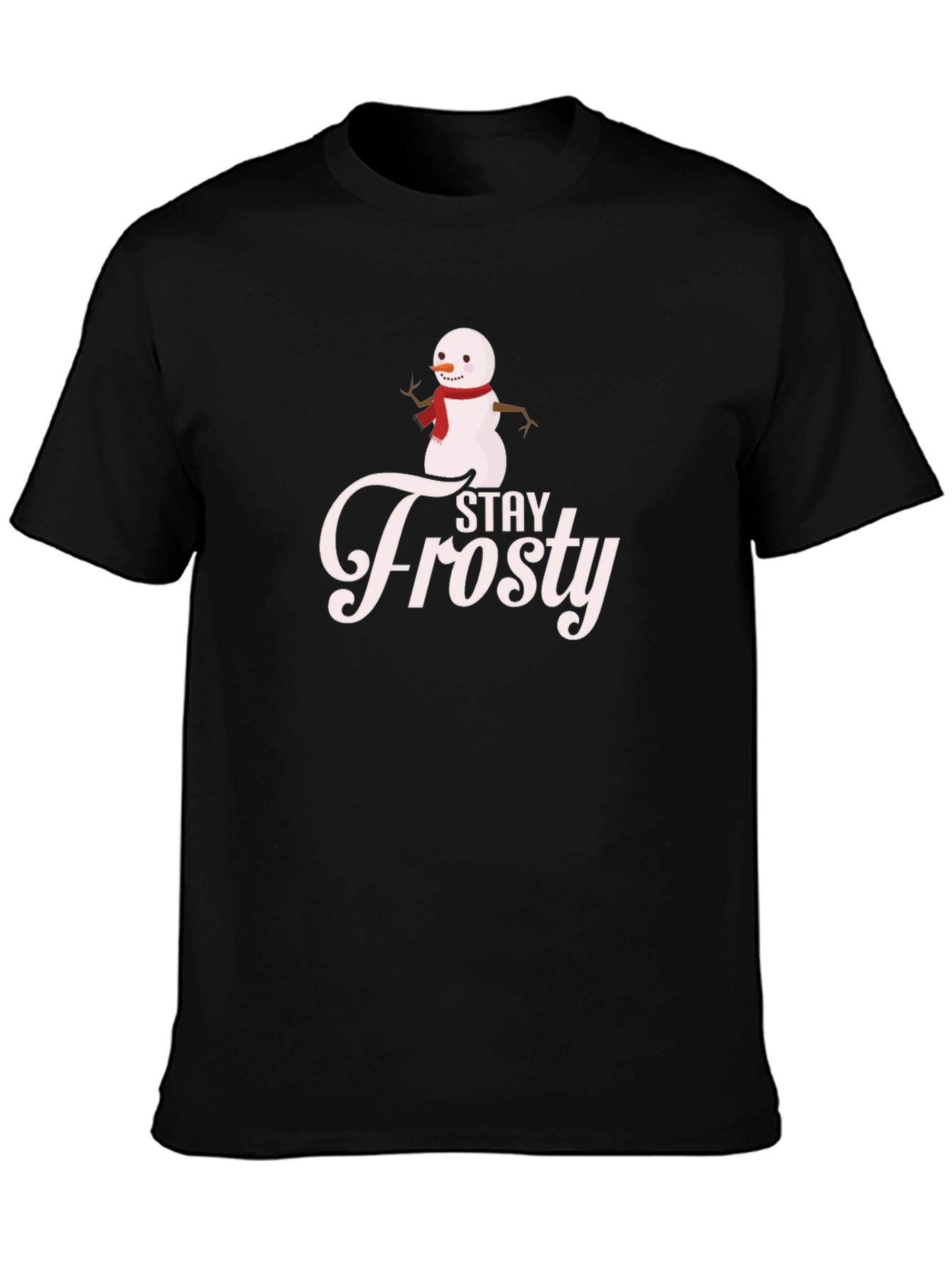 Stay Frosty Snowman Graphic Tee - Black Casual T-Shirt
