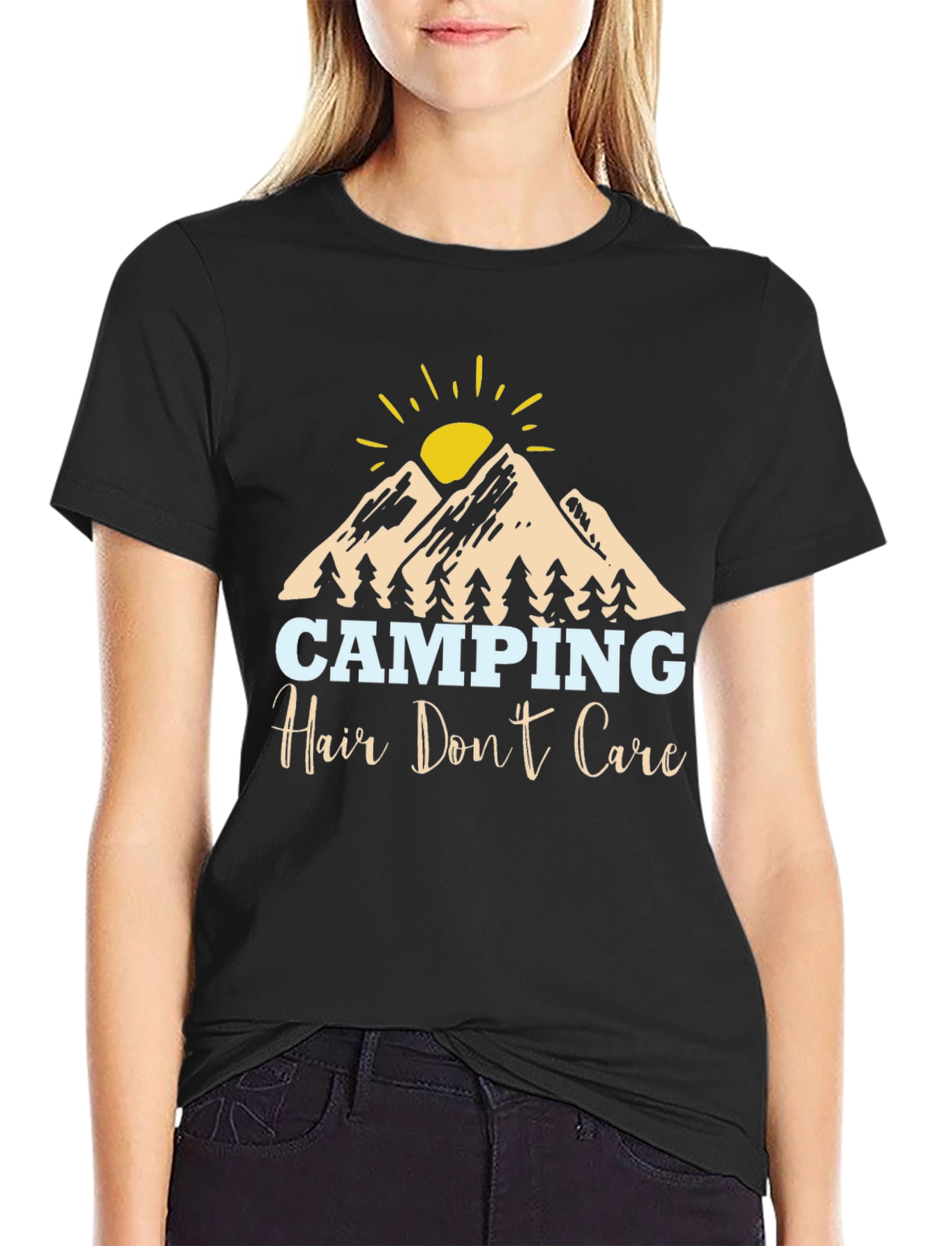 Camping Hair Dont Care Graphic Tee