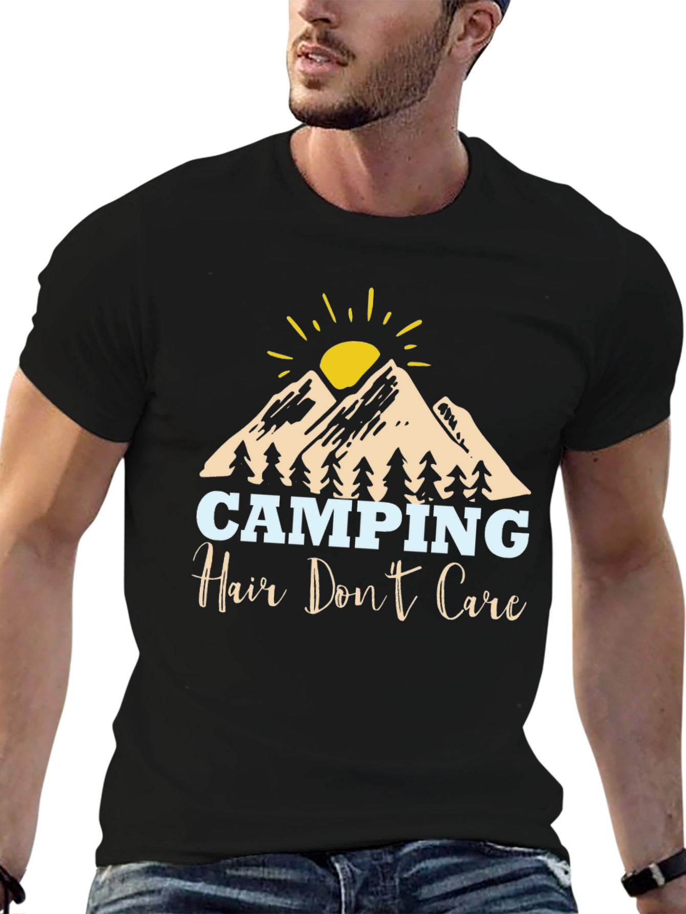 Camping Hair Dont Care Graphic Tee