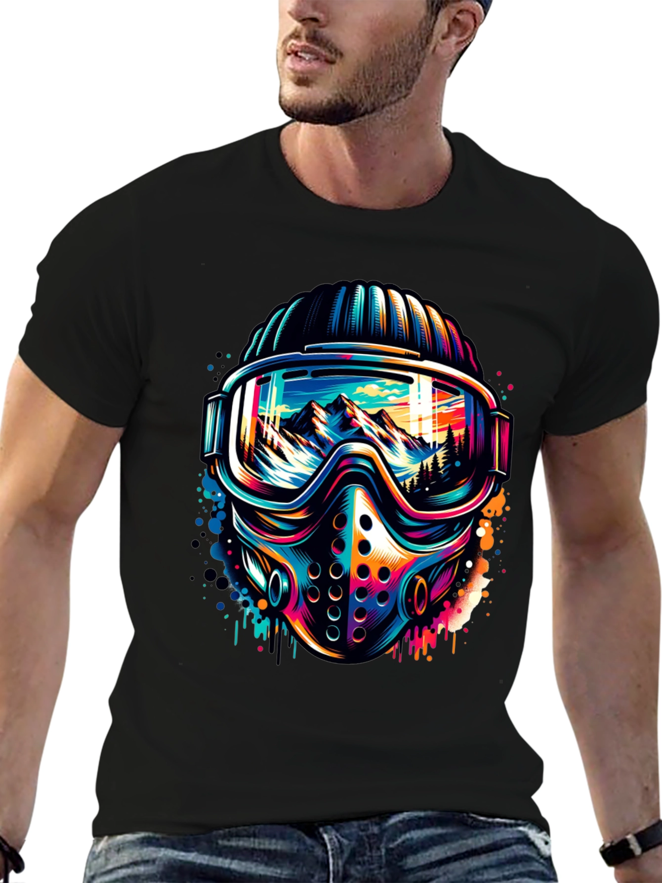 Vibrant Ski Mask Graphic Tee