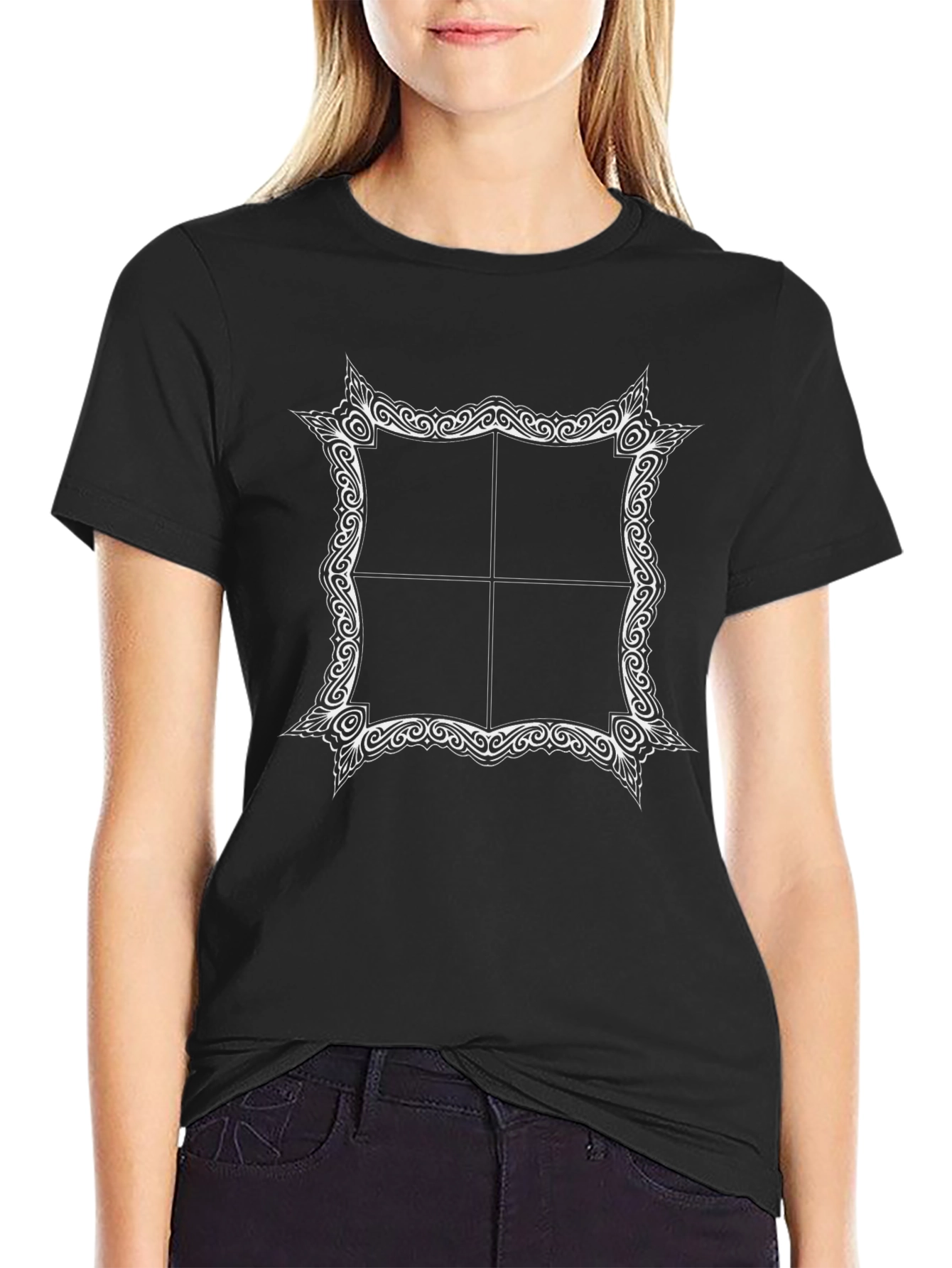 Ornate Framed Graphic Black Tee