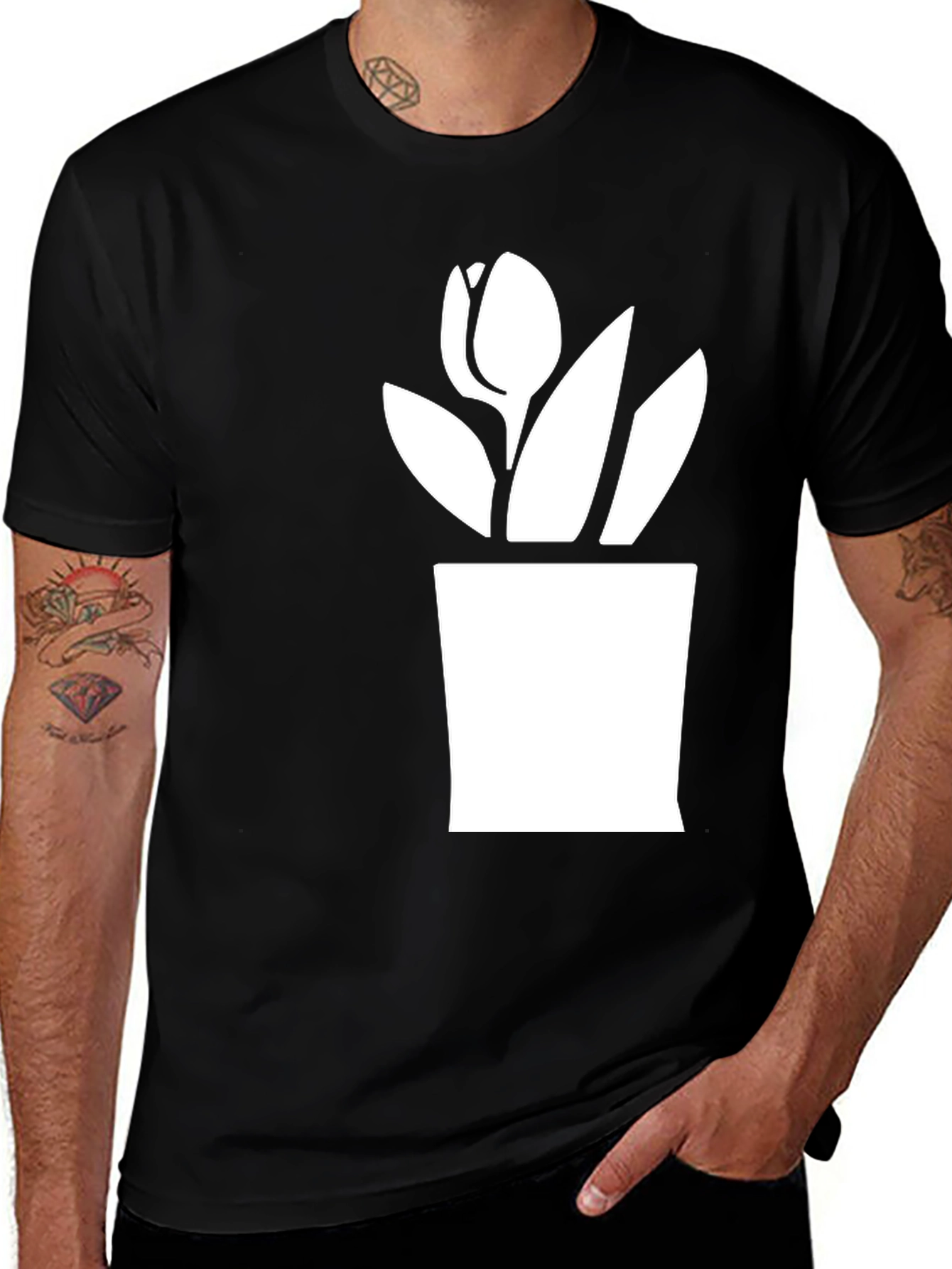 Black Tulip Plant Graphic T-Shirt