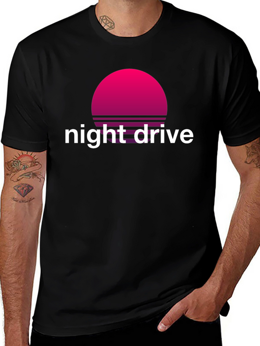 Night Drive Retro T-Shirt - Synthwave Sunset Design