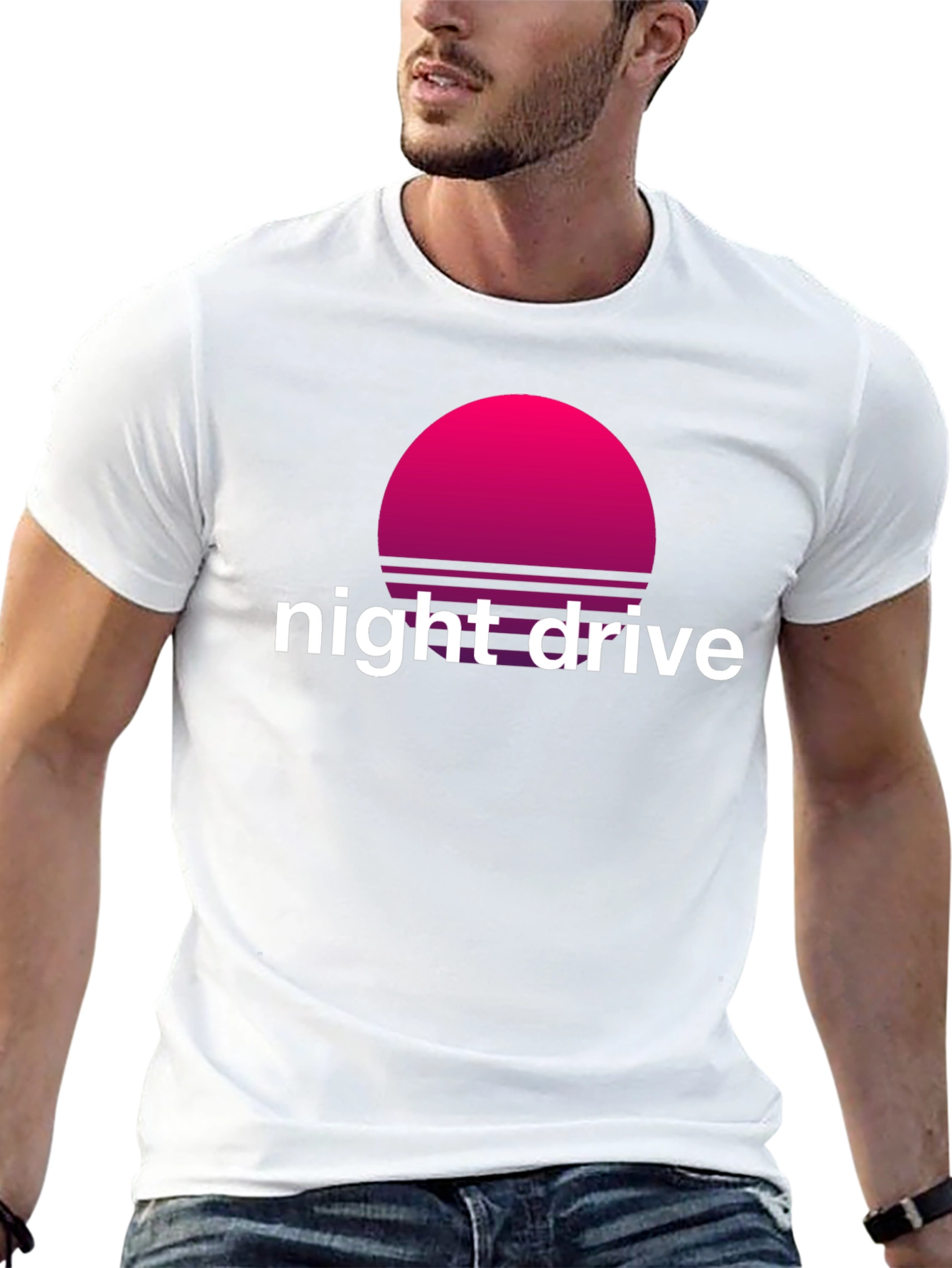 Night Drive Retro T-Shirt - Synthwave Sunset Design
