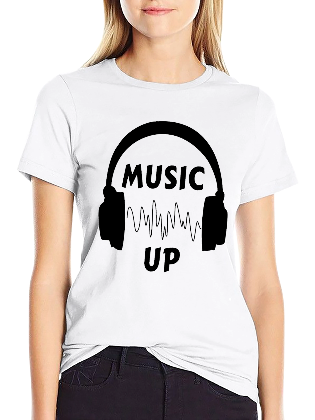 Music Up Black Graphic T-Shirt