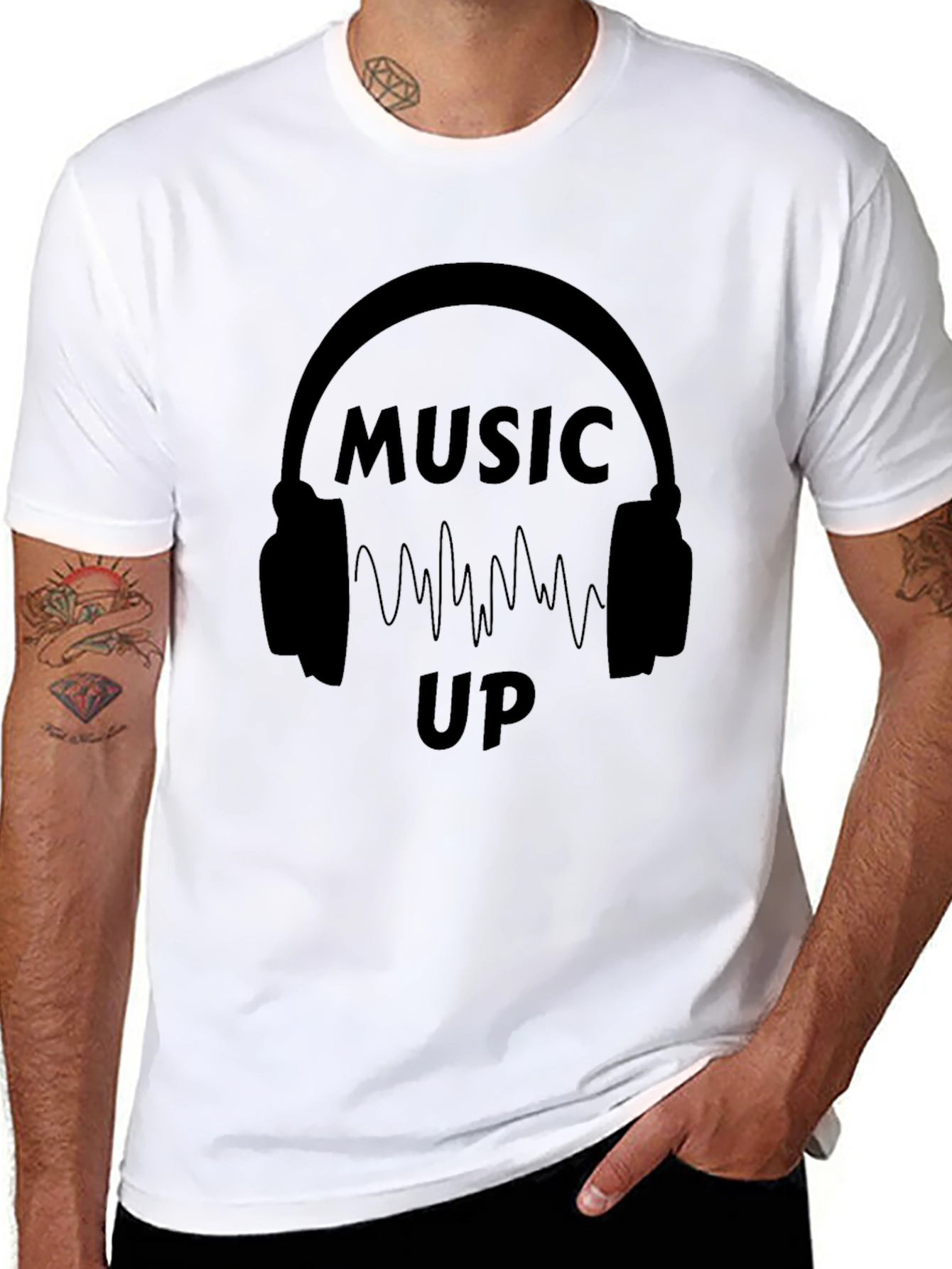 Music Up Black Graphic T-Shirt