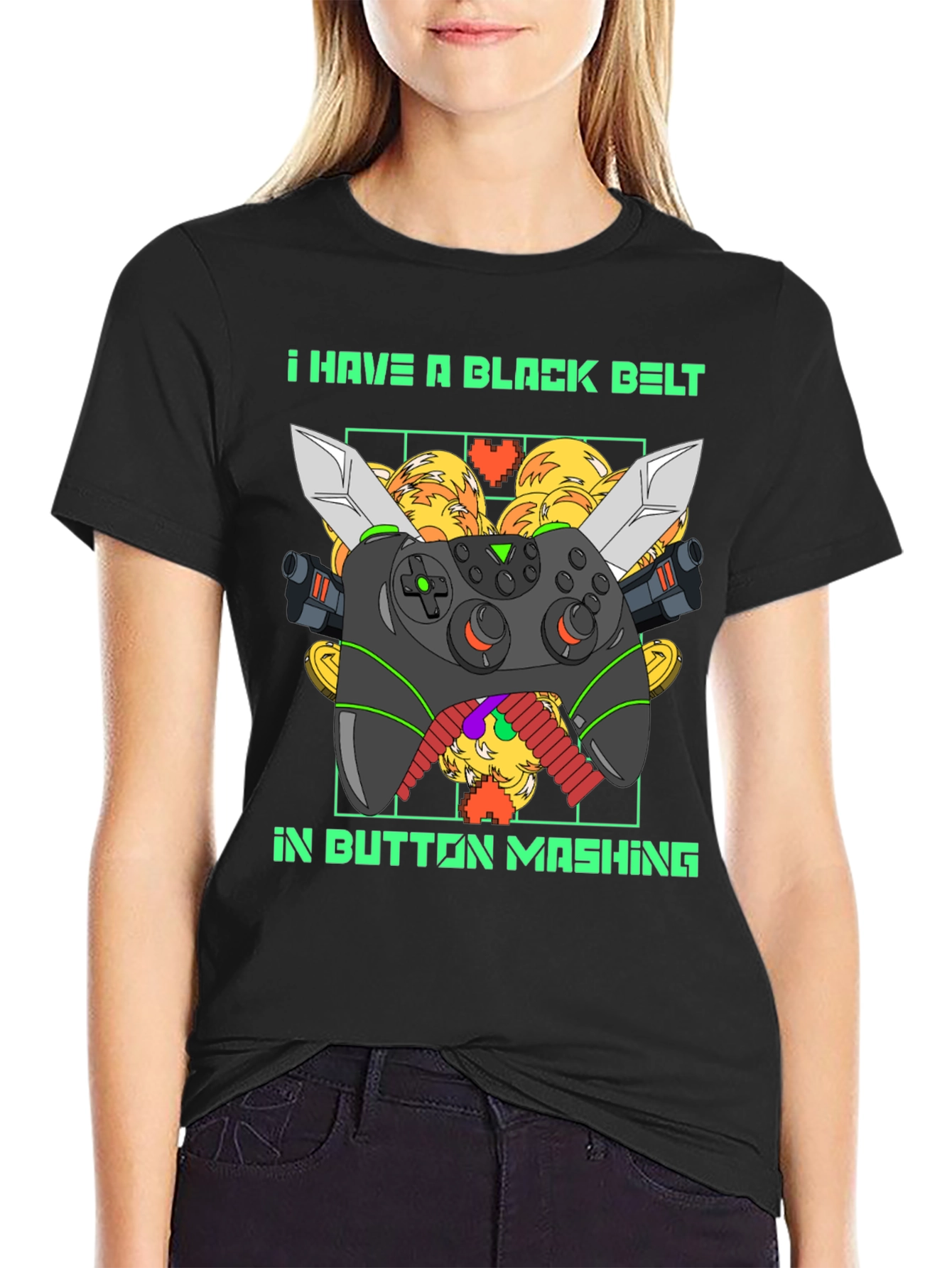 Black Belt Button Mashing Gamer T-Shirt