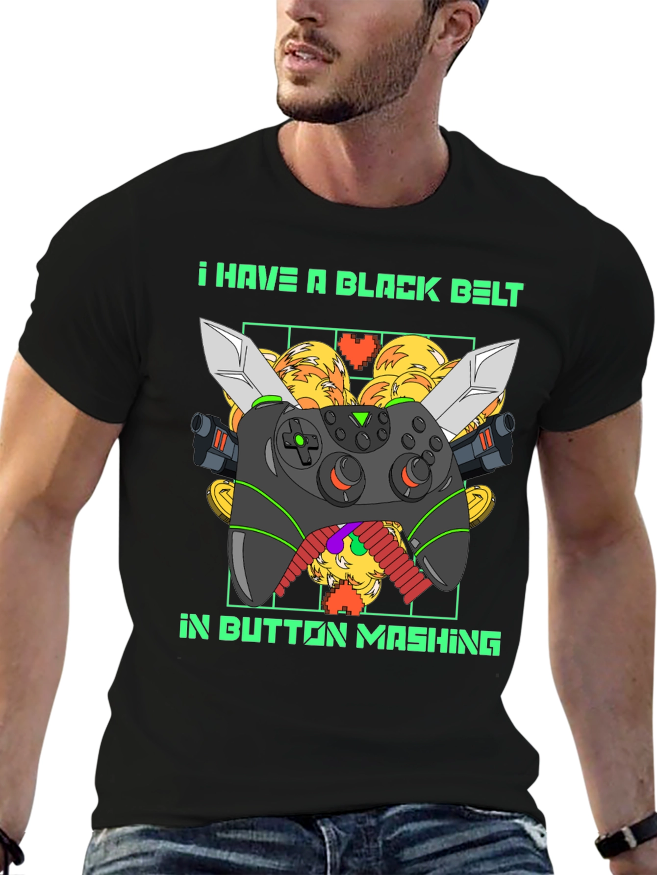 Black Belt Button Mashing Gamer T-Shirt