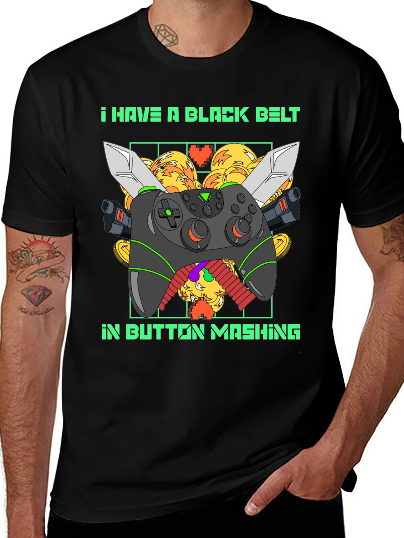 Black Belt Button Mashing Gamer T-Shirt