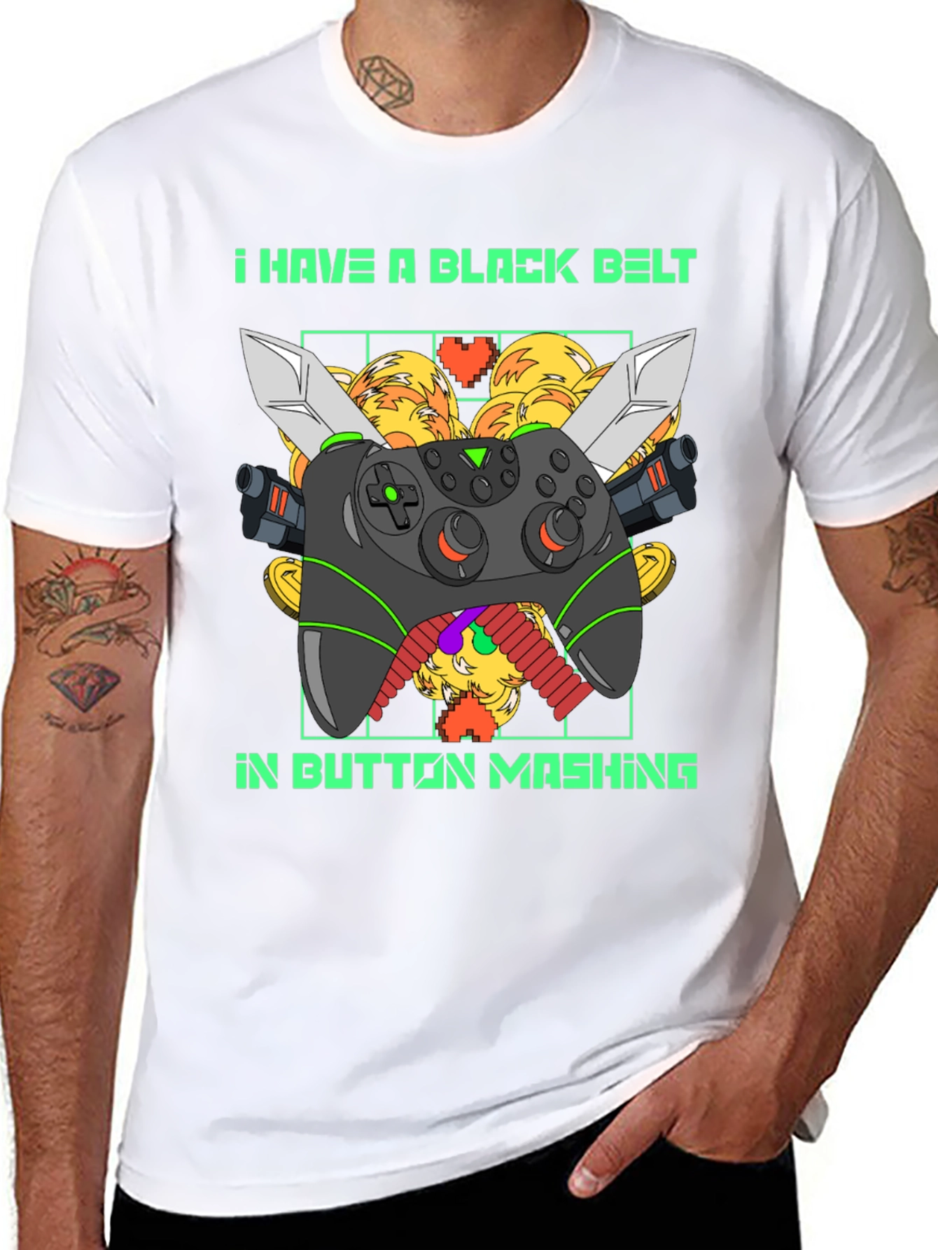 Black Belt Button Mashing Gamer T-Shirt