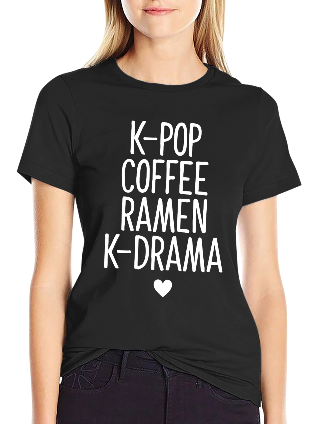 K-Pop Coffee Ramen K-Drama Black T-Shirt