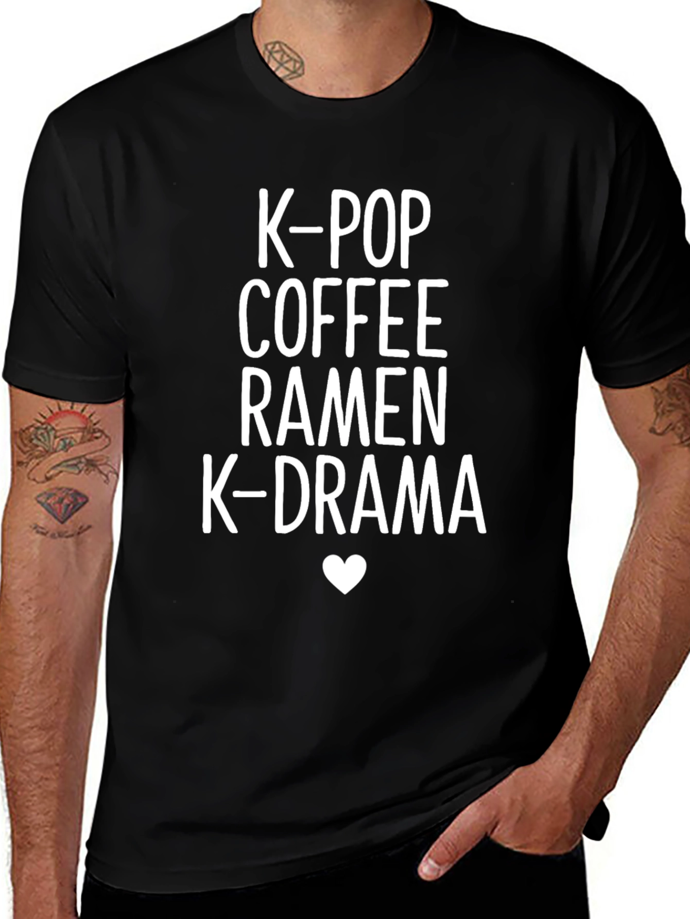 K-Pop Coffee Ramen K-Drama Black T-Shirt