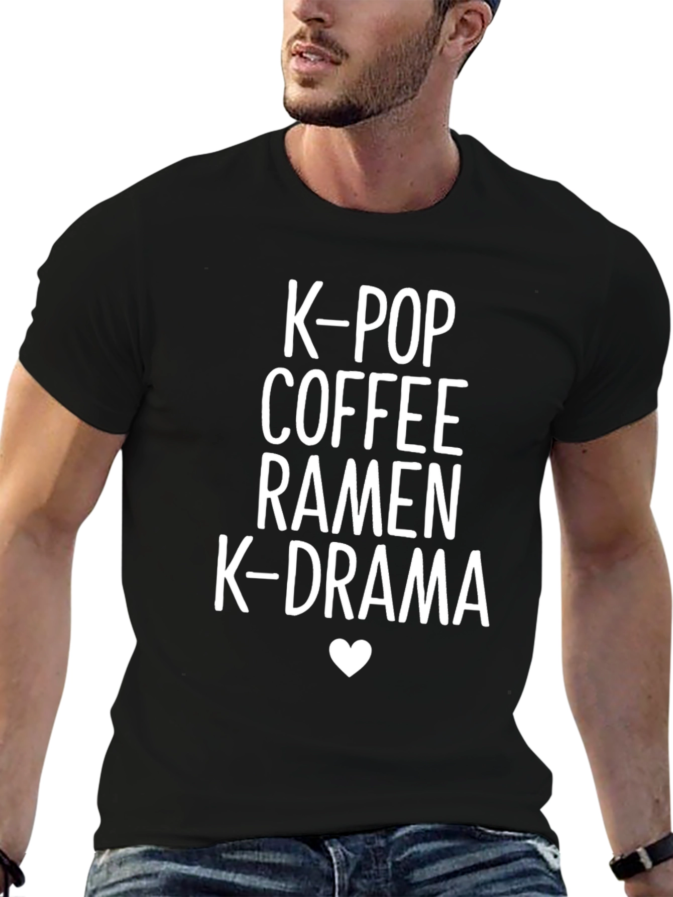 K-Pop Coffee Ramen K-Drama Black T-Shirt