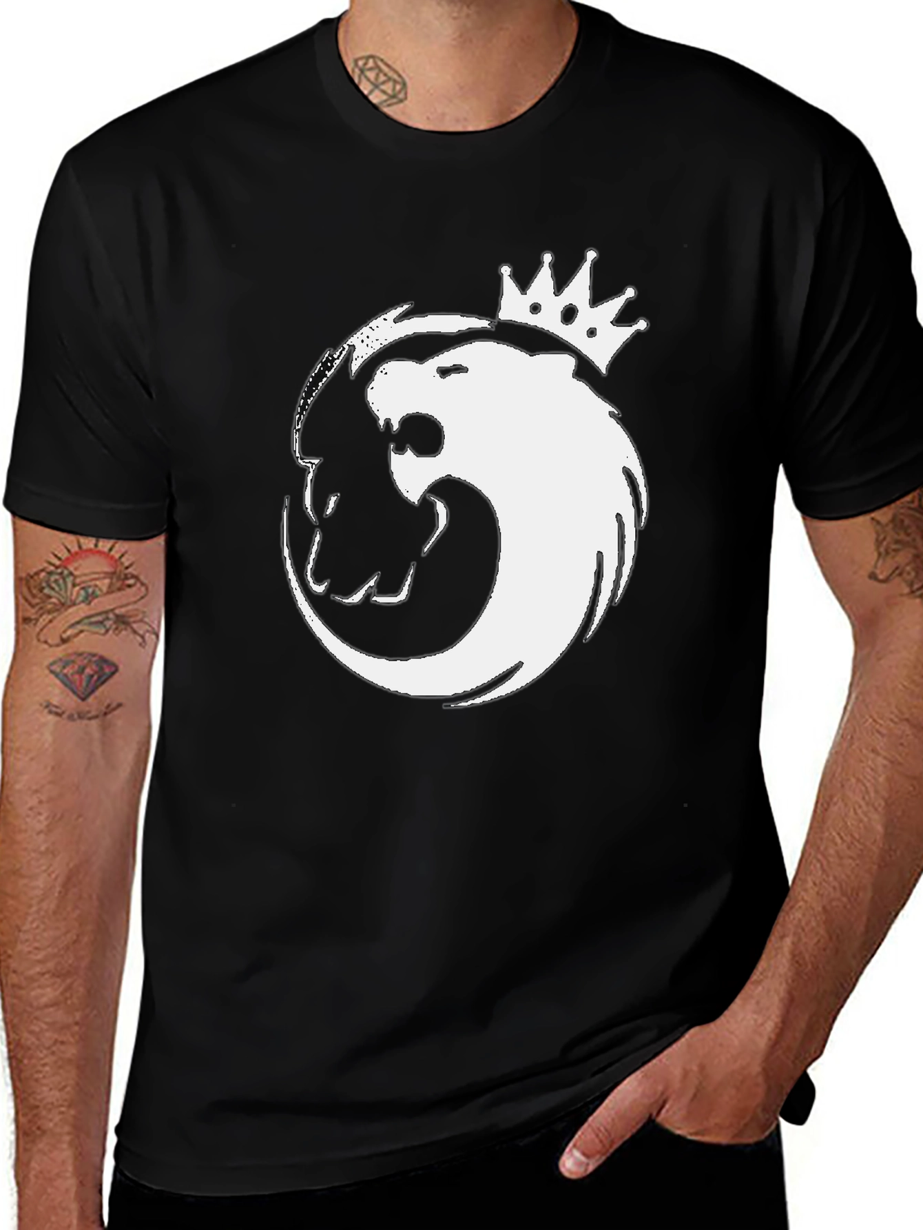 Lion King Yin Yang Graphic Black T-Shirt