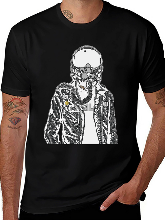 Pilot Graphic Tee - Black Crew Neck T-Shirt