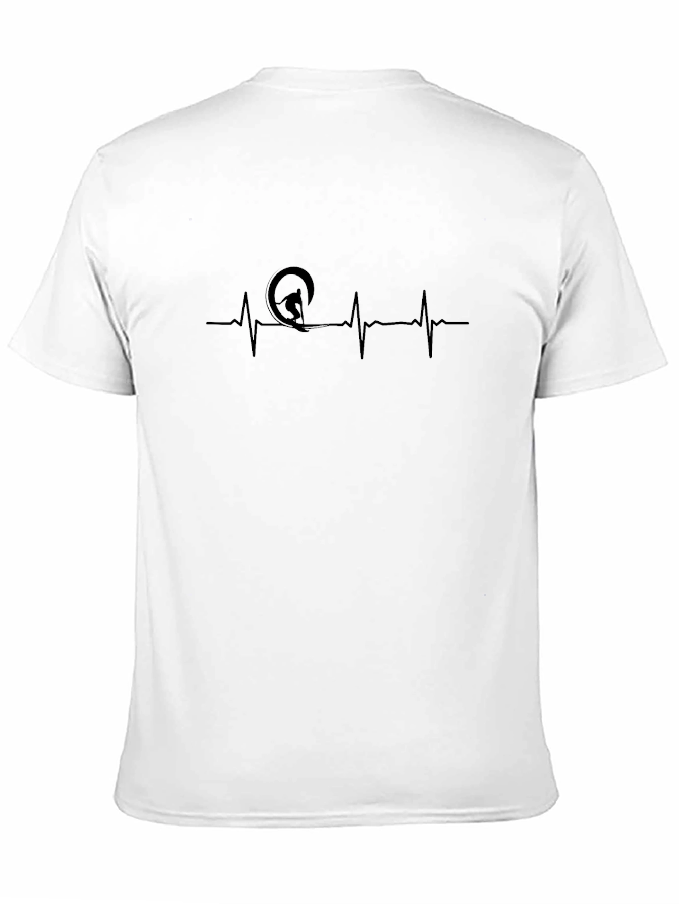 Surfing Heartbeat Graphic Tee - Black Cotton T-Shirt