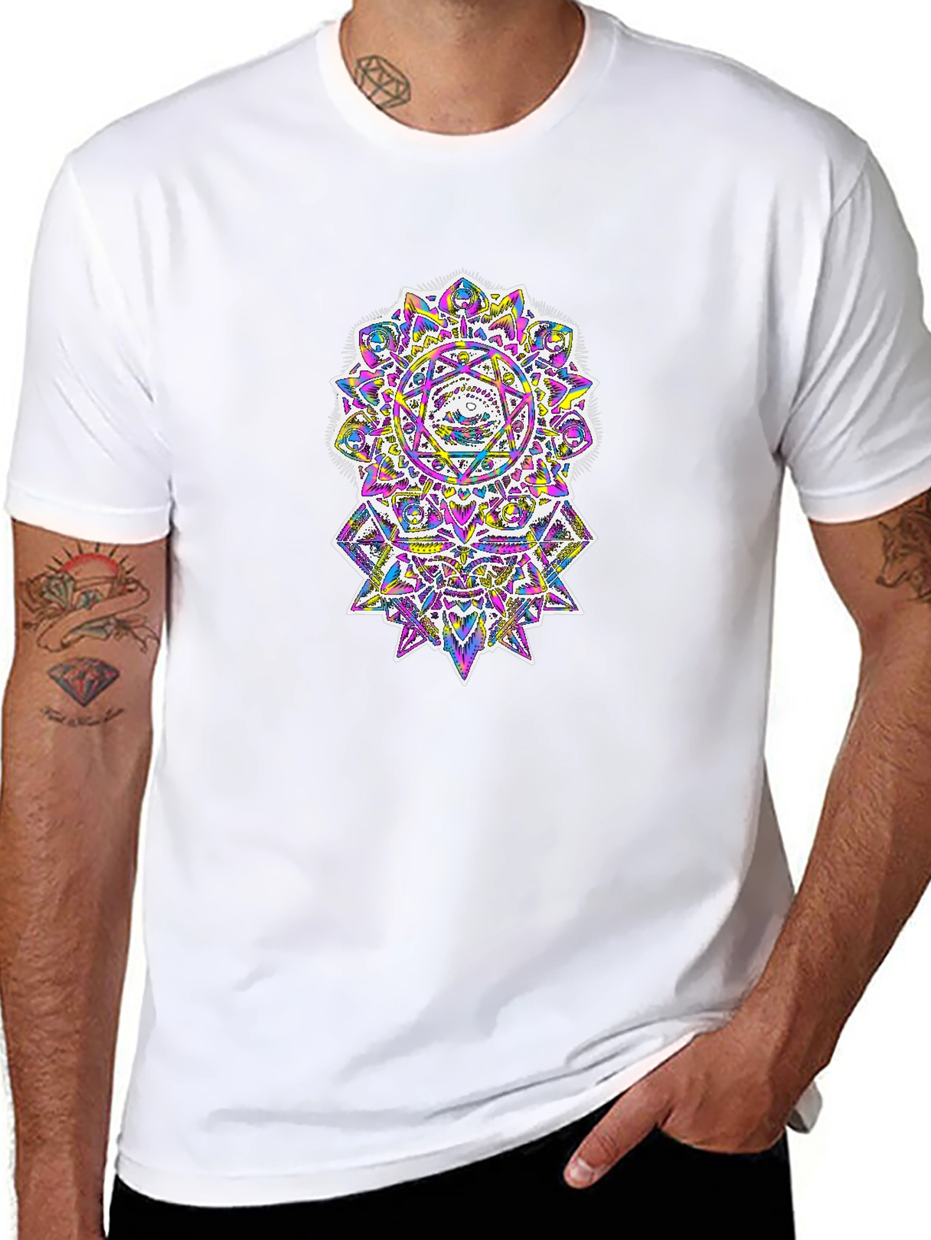 Psychedelic Mandala Graphic Black T-Shirt