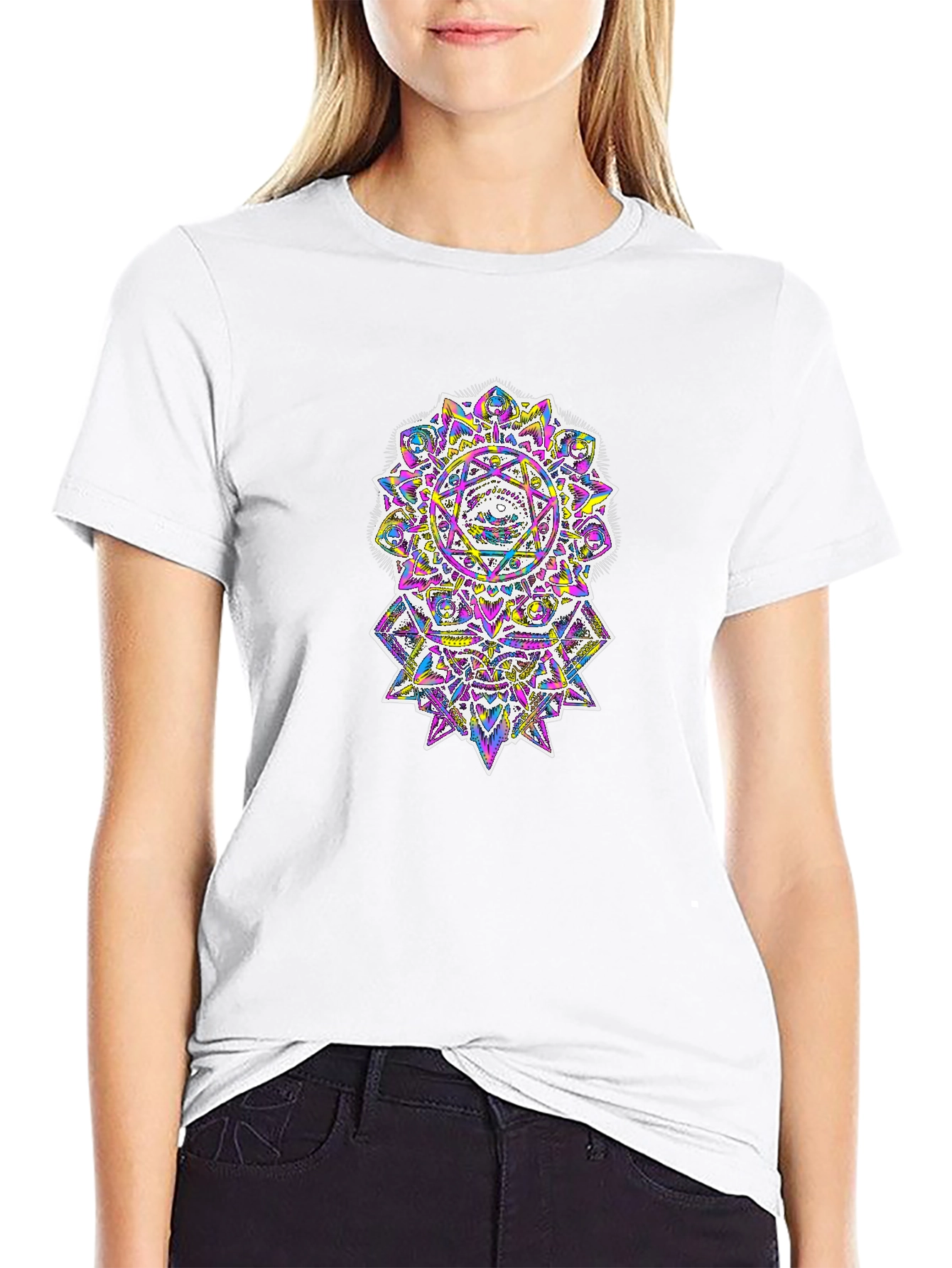 Psychedelic Mandala Graphic Black T-Shirt