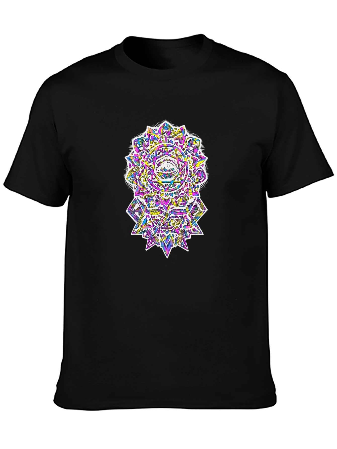 Psychedelic Mandala Graphic Black T-Shirt