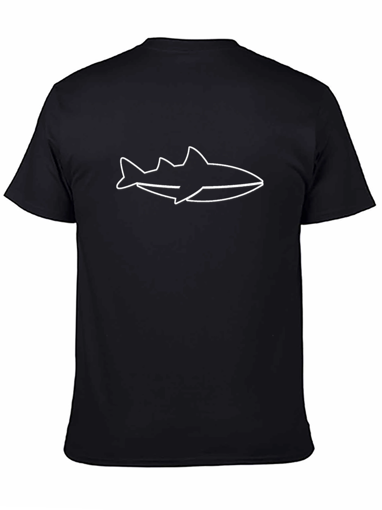 Minimalist Shark Graphic Tee - Black Cotton