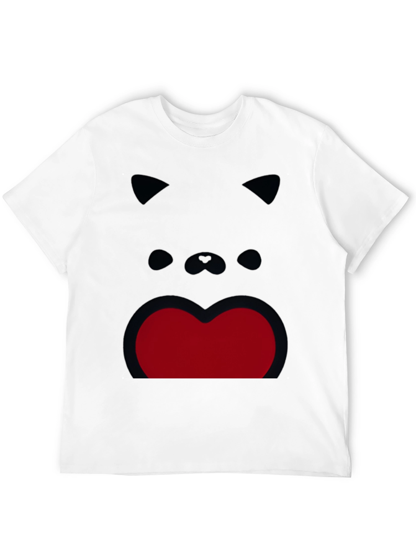 Funny Cat Face Graphic Print Black T-Shirt