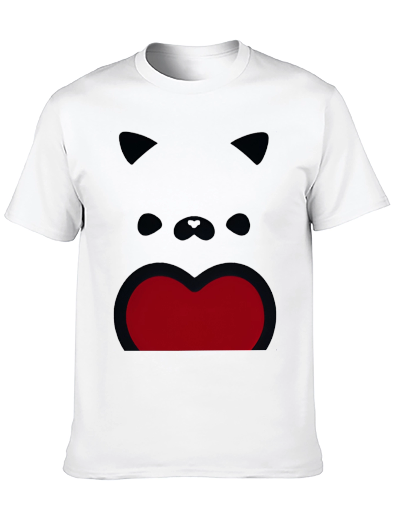 Funny Cat Face Graphic Print Black T-Shirt