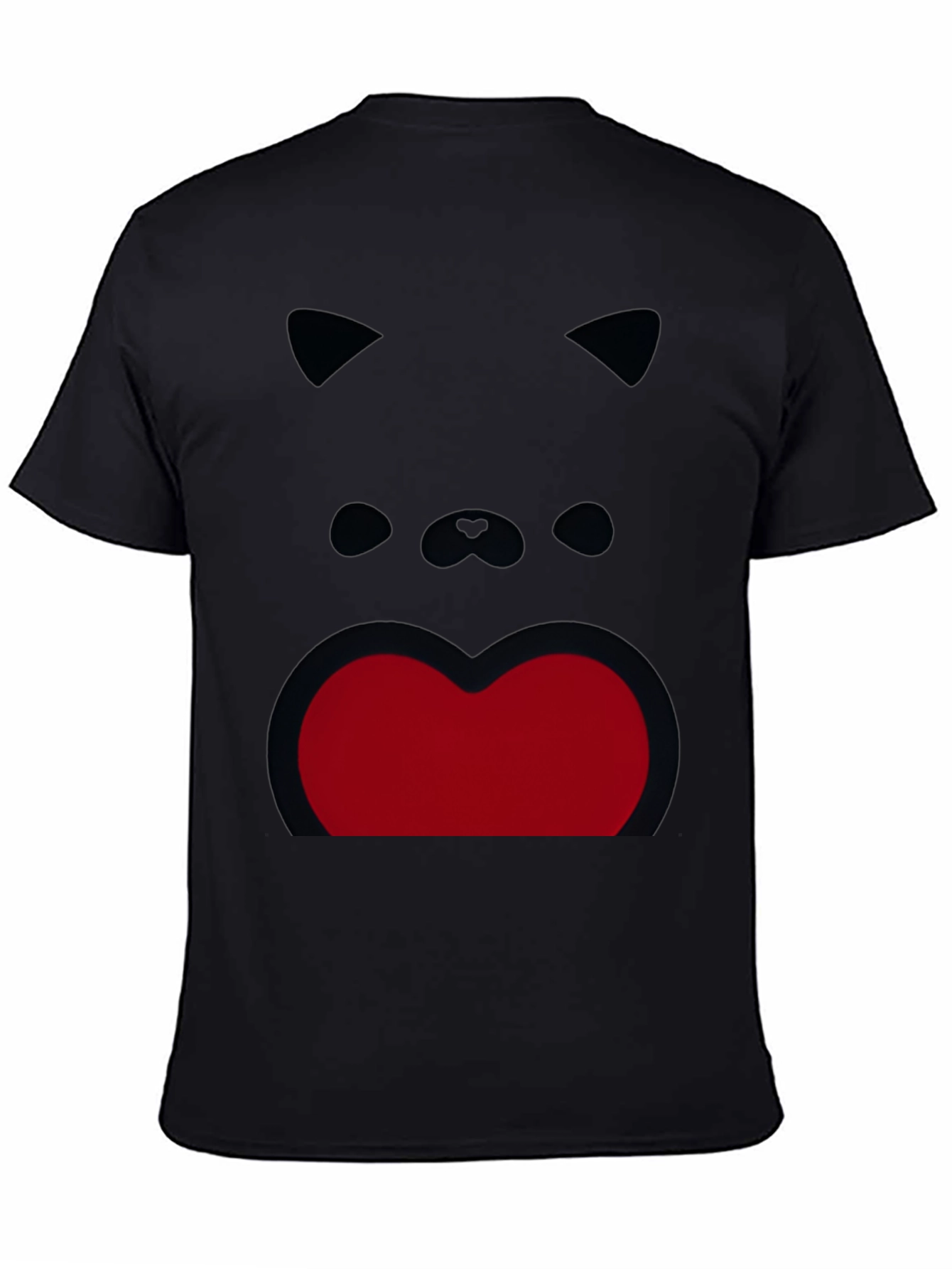Funny Cat Face Graphic Print Black T-Shirt
