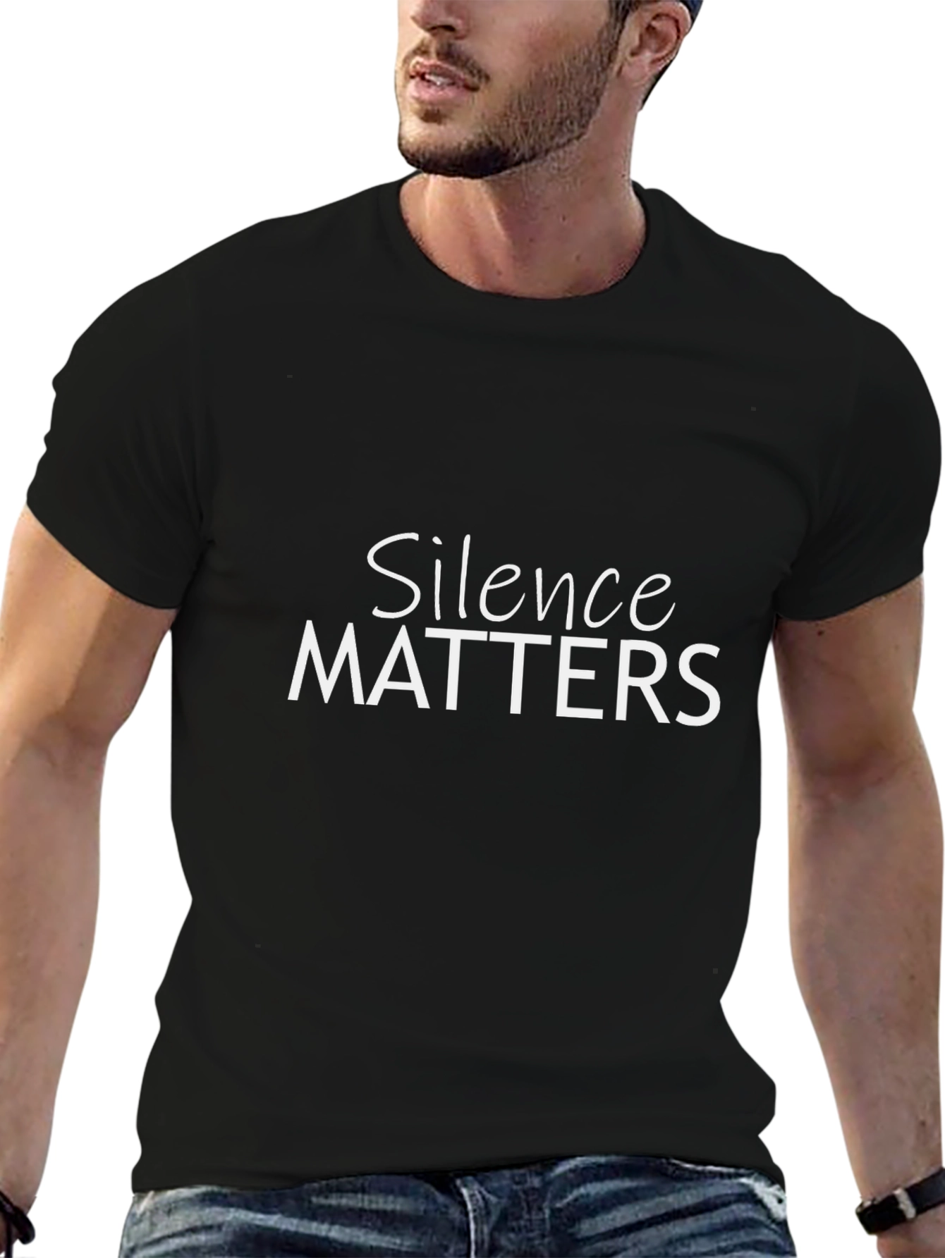 Silence Matters Graphic Tee - Black Cotton T-Shirt
