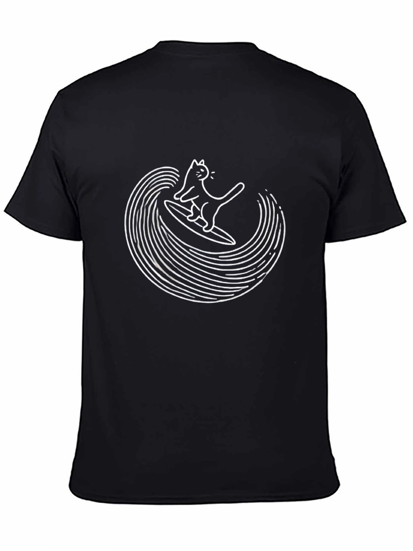 Cool Cat Surfing Wave Graphic T-Shirt