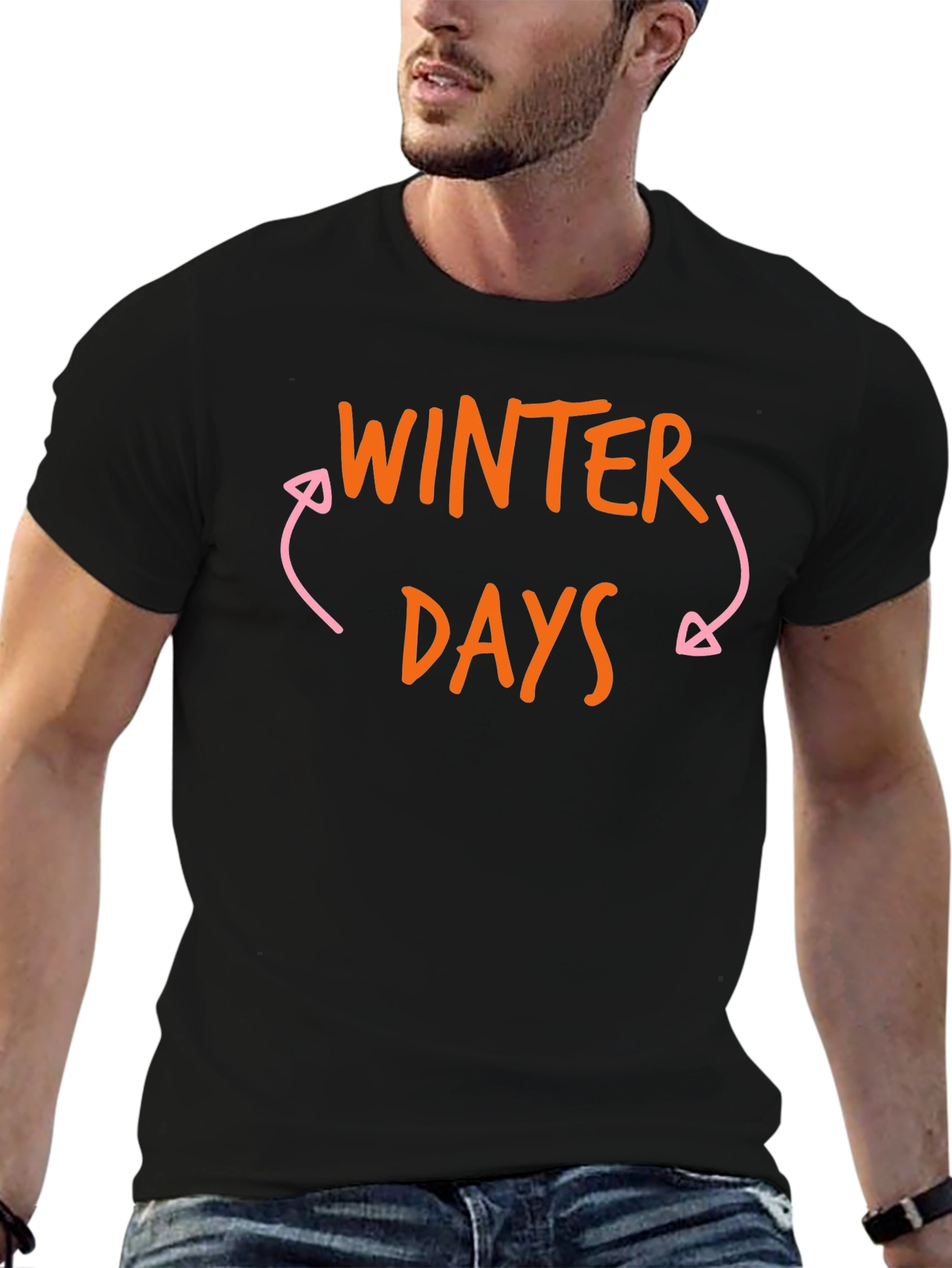 Winter Days Graphic Tee - Black Cotton Shirt