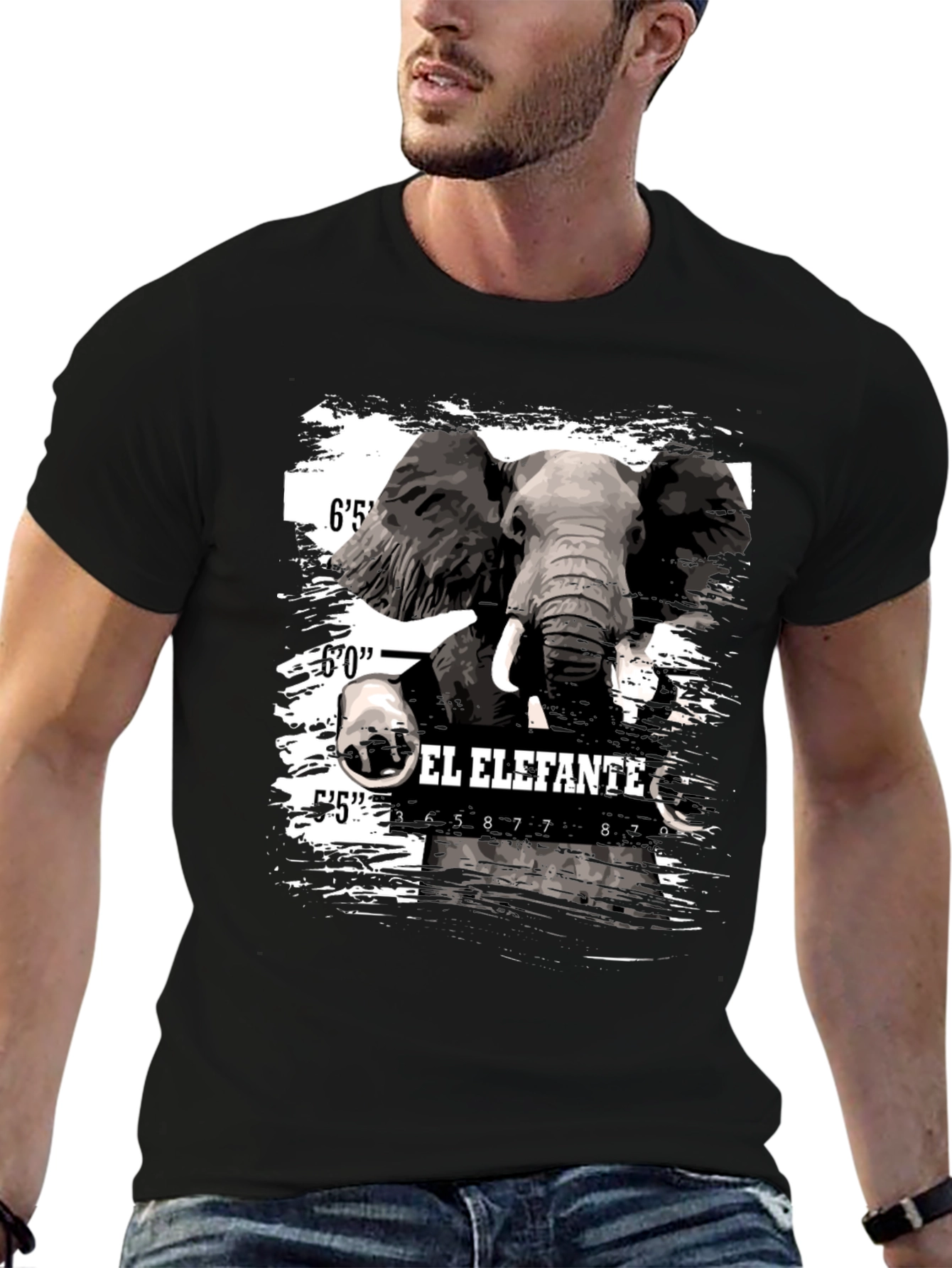 El Elefante Mugshot T-Shirt - Mens Black Graphic Tee