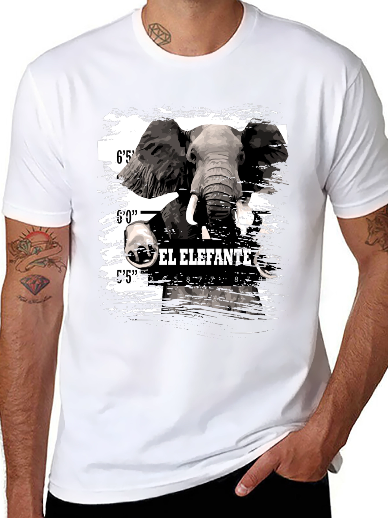 El Elefante Mugshot T-Shirt - Mens Black Graphic Tee