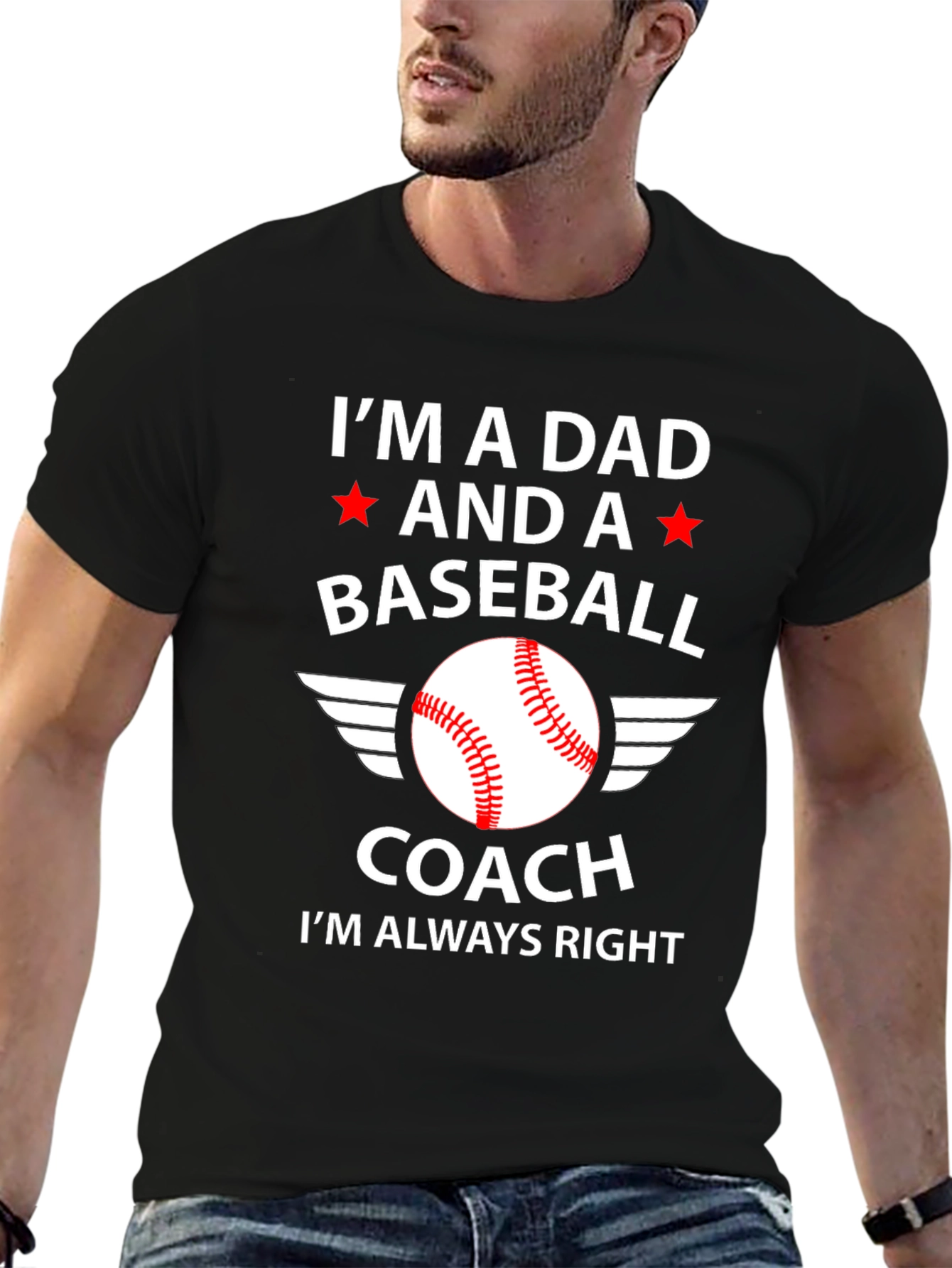 Dad Baseball Coach T-Shirt - Always Right