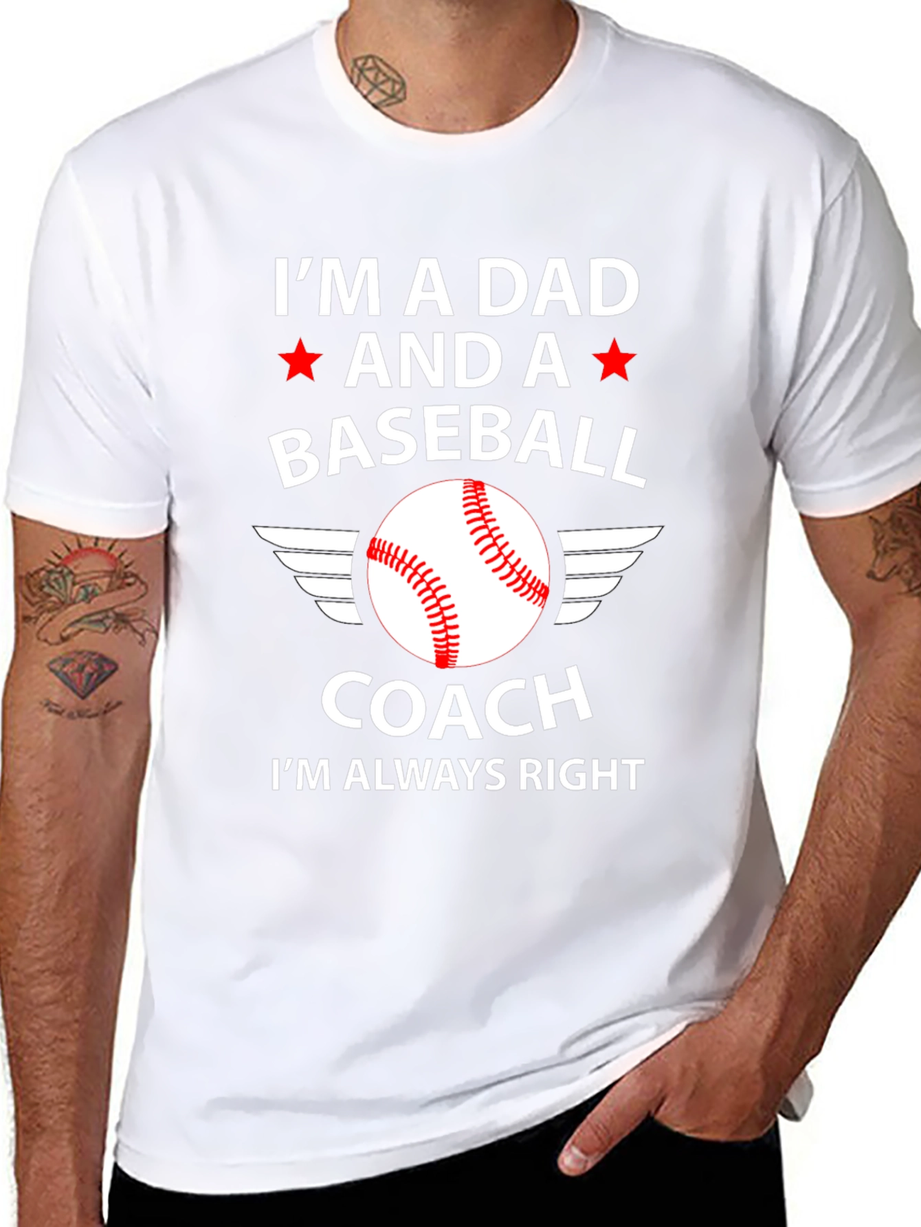 Dad Baseball Coach T-Shirt - Always Right