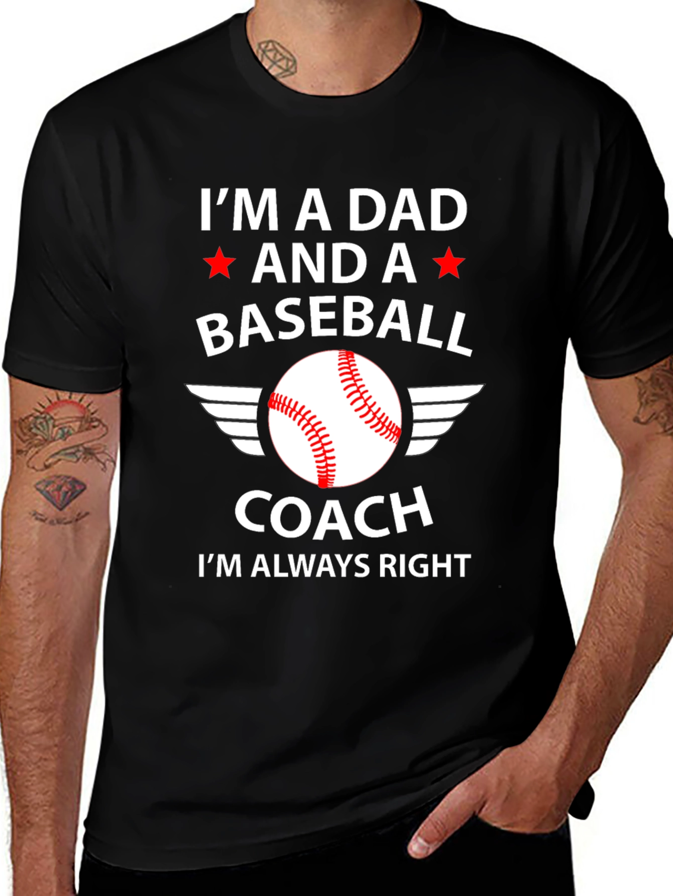 Dad Baseball Coach T-Shirt - Always Right