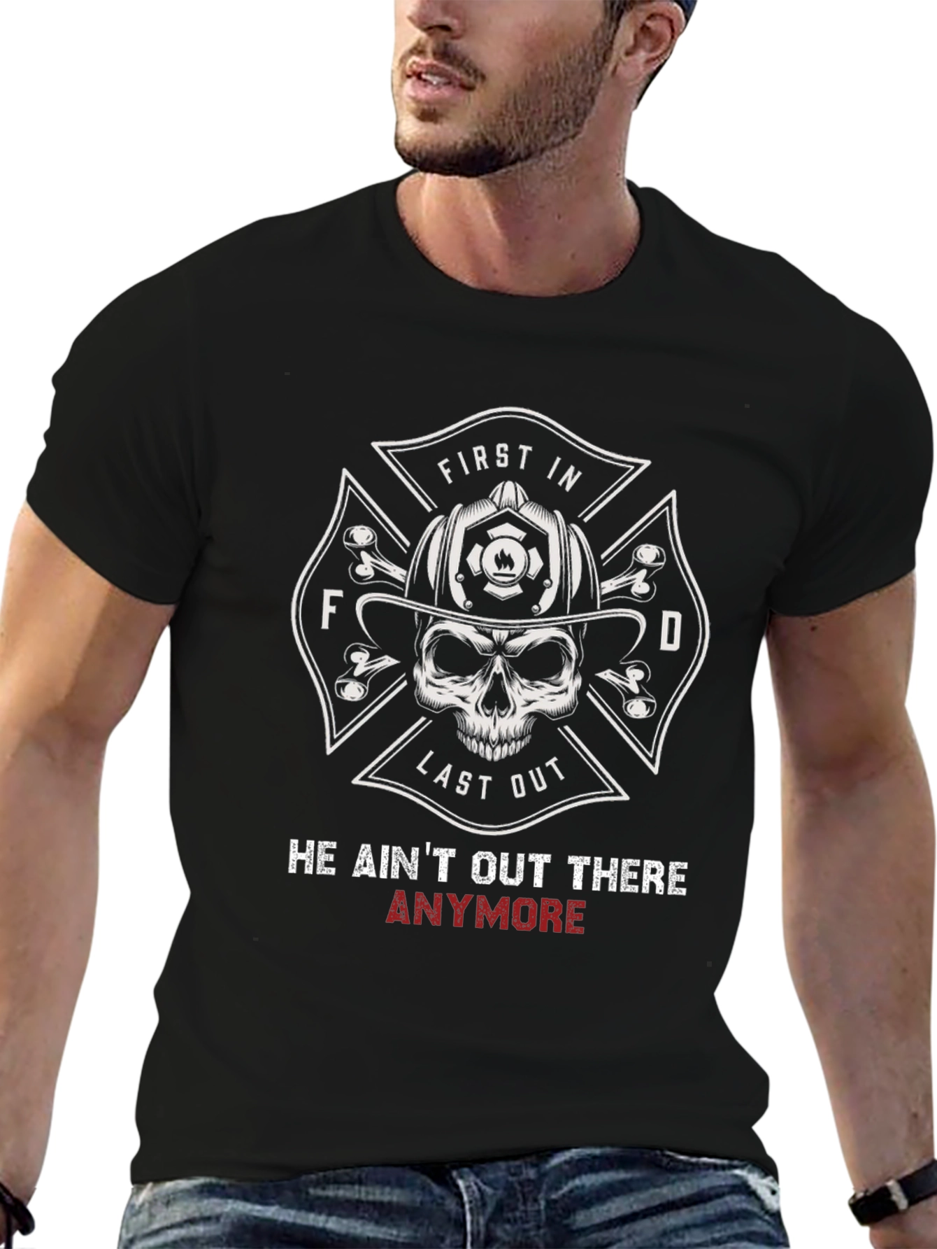 Firefighter Skull T-Shirt - First In Last Out