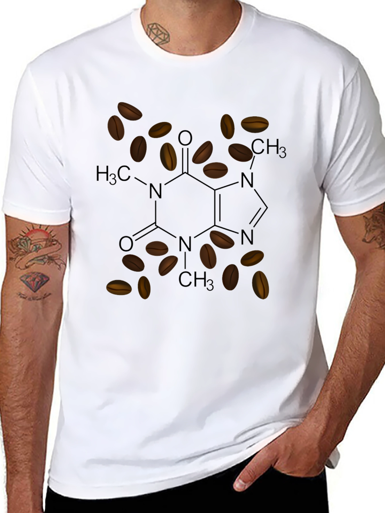 Coffee Molecule T-Shirt - Caffeine Structure Tee